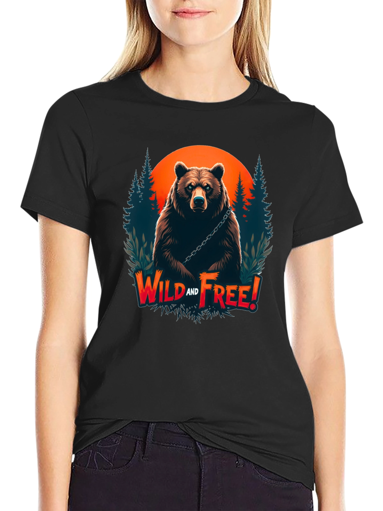 Wild and Free Bear Graphic T-Shirt