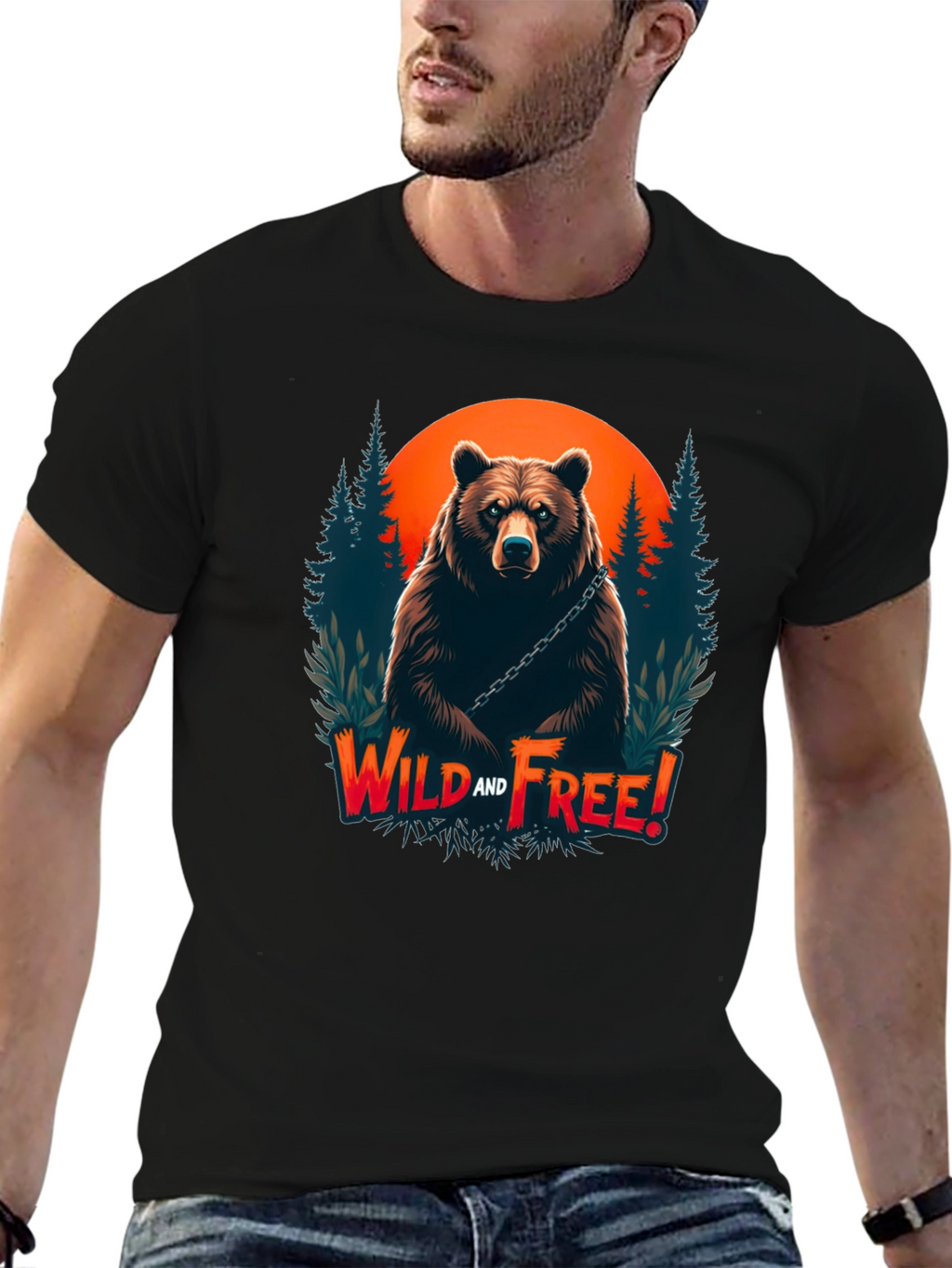 Wild and Free Bear Graphic T-Shirt