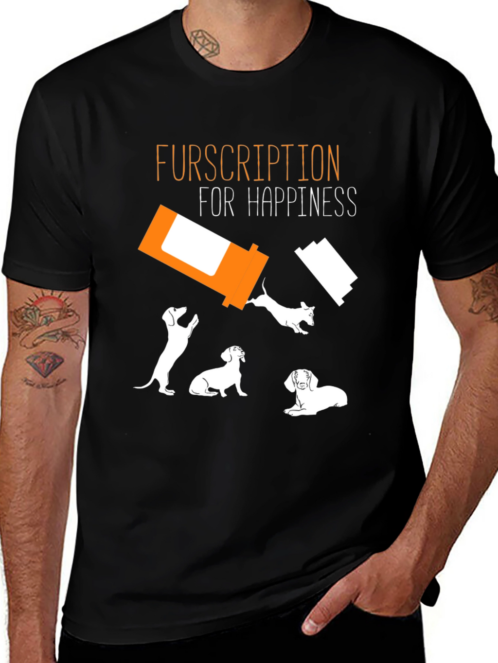 Fursription Happiness Black Graphic T-Shirt