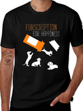 Fursription Happiness Black Graphic T-Shirt