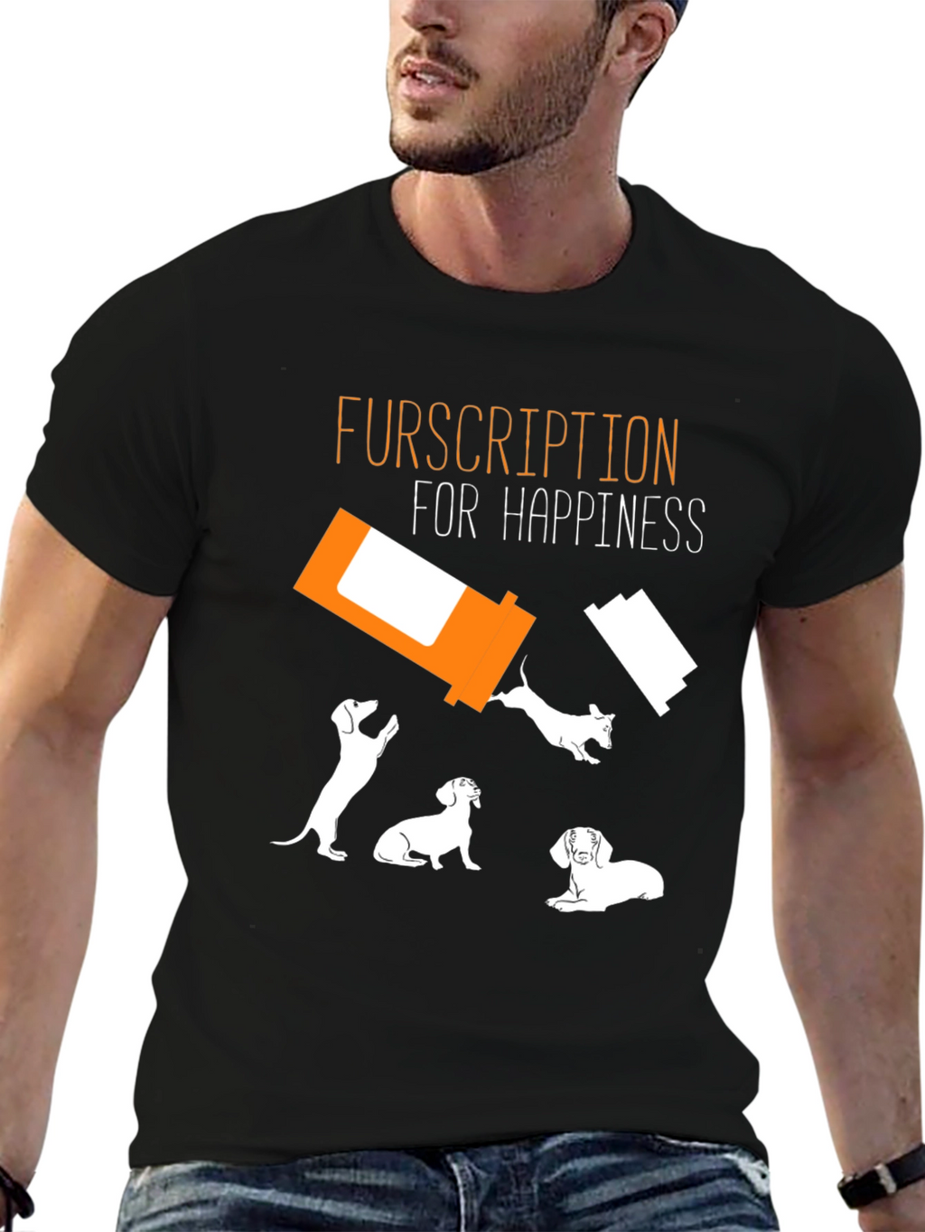 Fursription Happiness Black Graphic T-Shirt