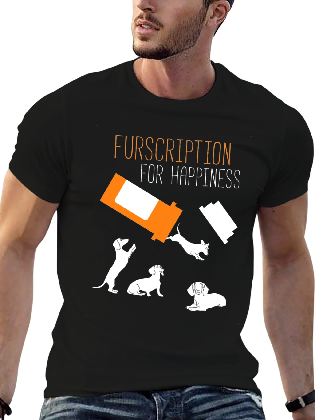 Fursription Happiness Black Graphic T-Shirt