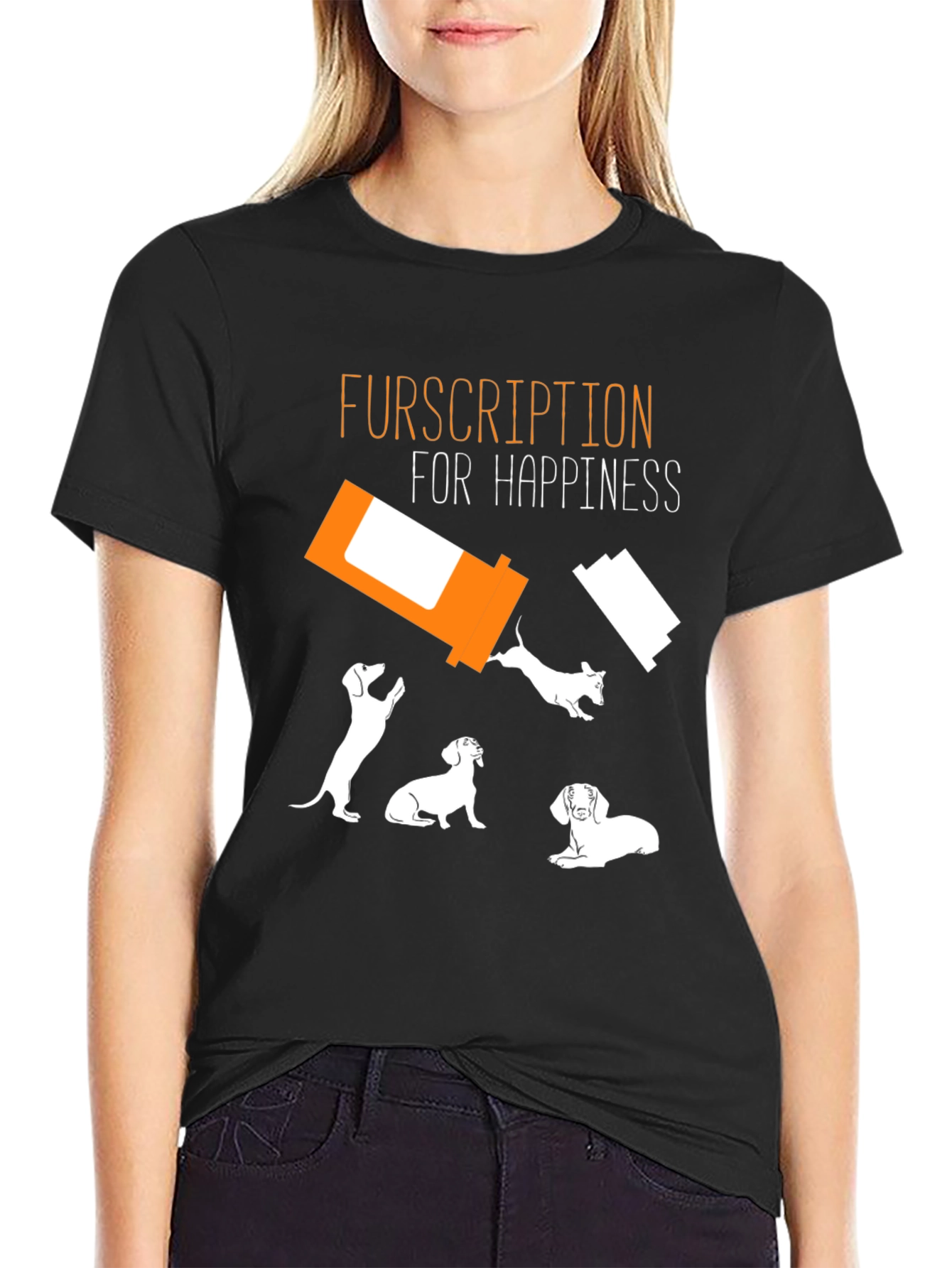 Fursription Happiness Black Graphic T-Shirt