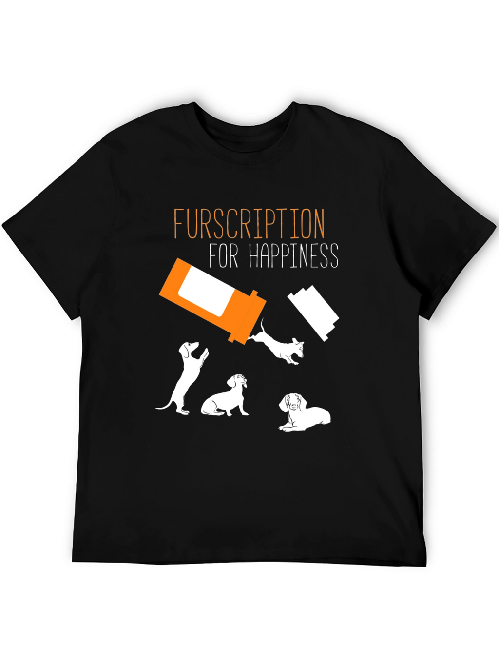 Fursription Happiness Black Graphic T-Shirt