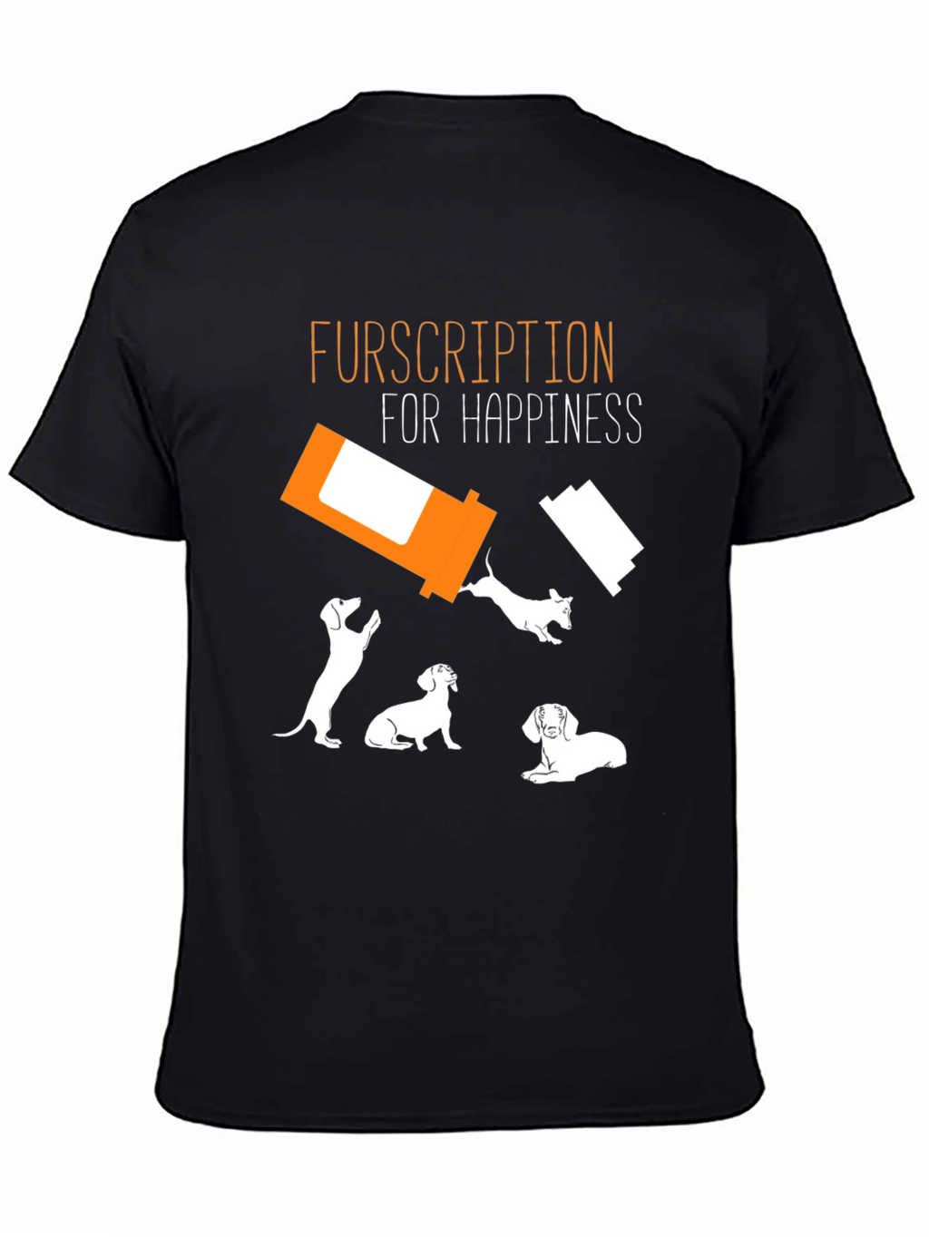 Fursription Happiness Black Graphic T-Shirt