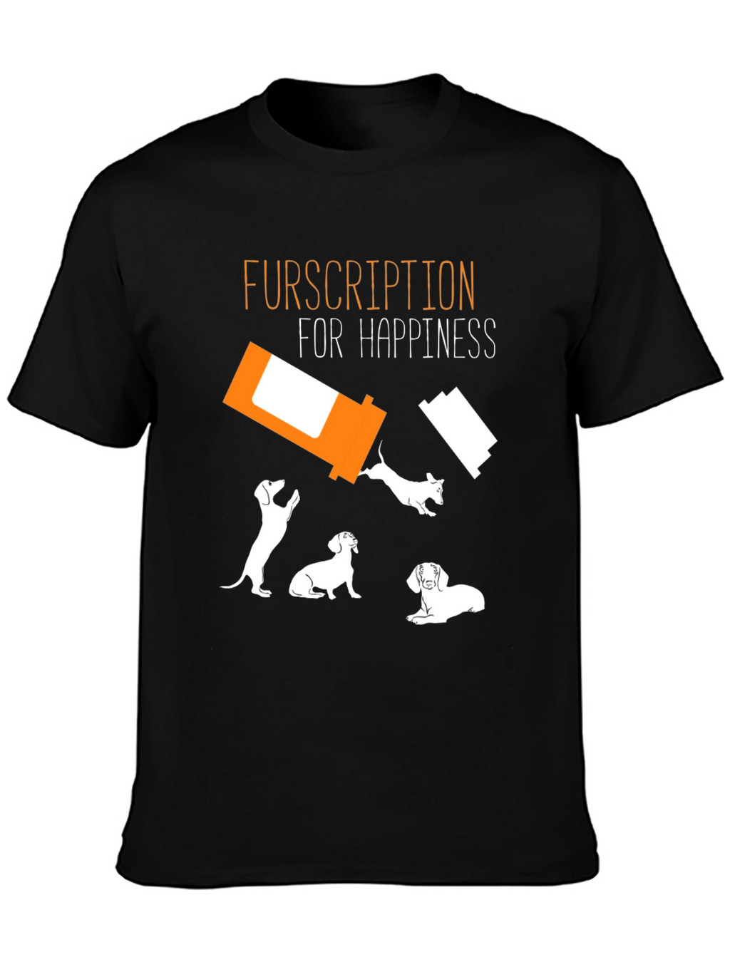 Fursription Happiness Black Graphic T-Shirt