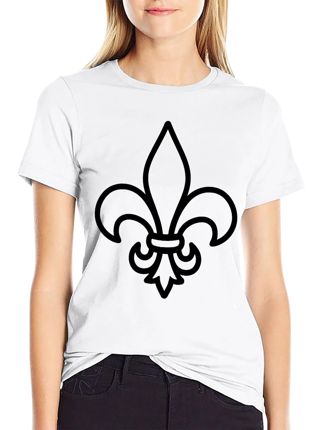 Black T-Shirt with Fleur-de-lis Print