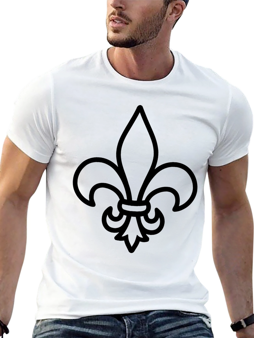Black T-Shirt with Fleur-de-lis Print