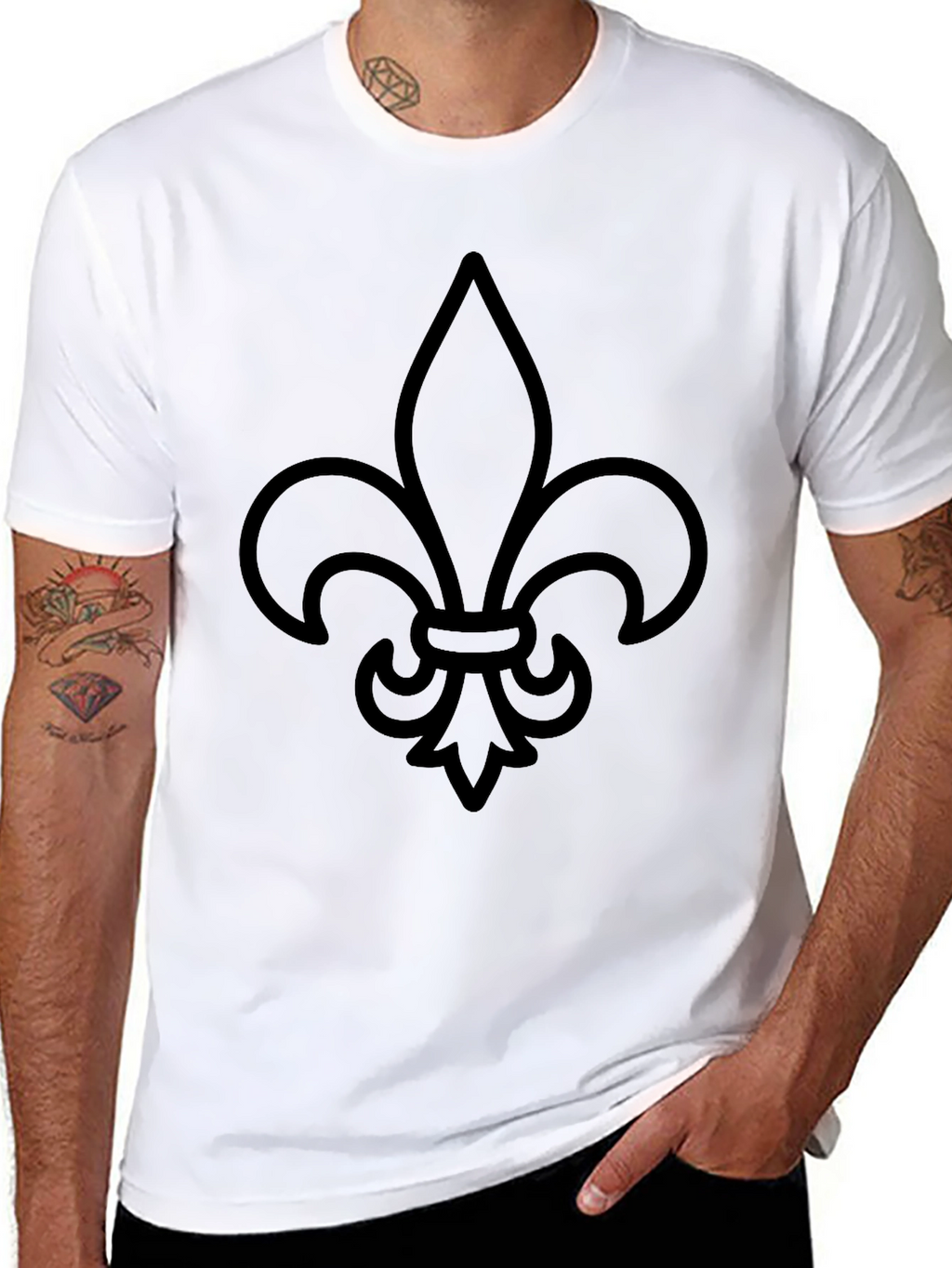 Black T-Shirt with Fleur-de-lis Print