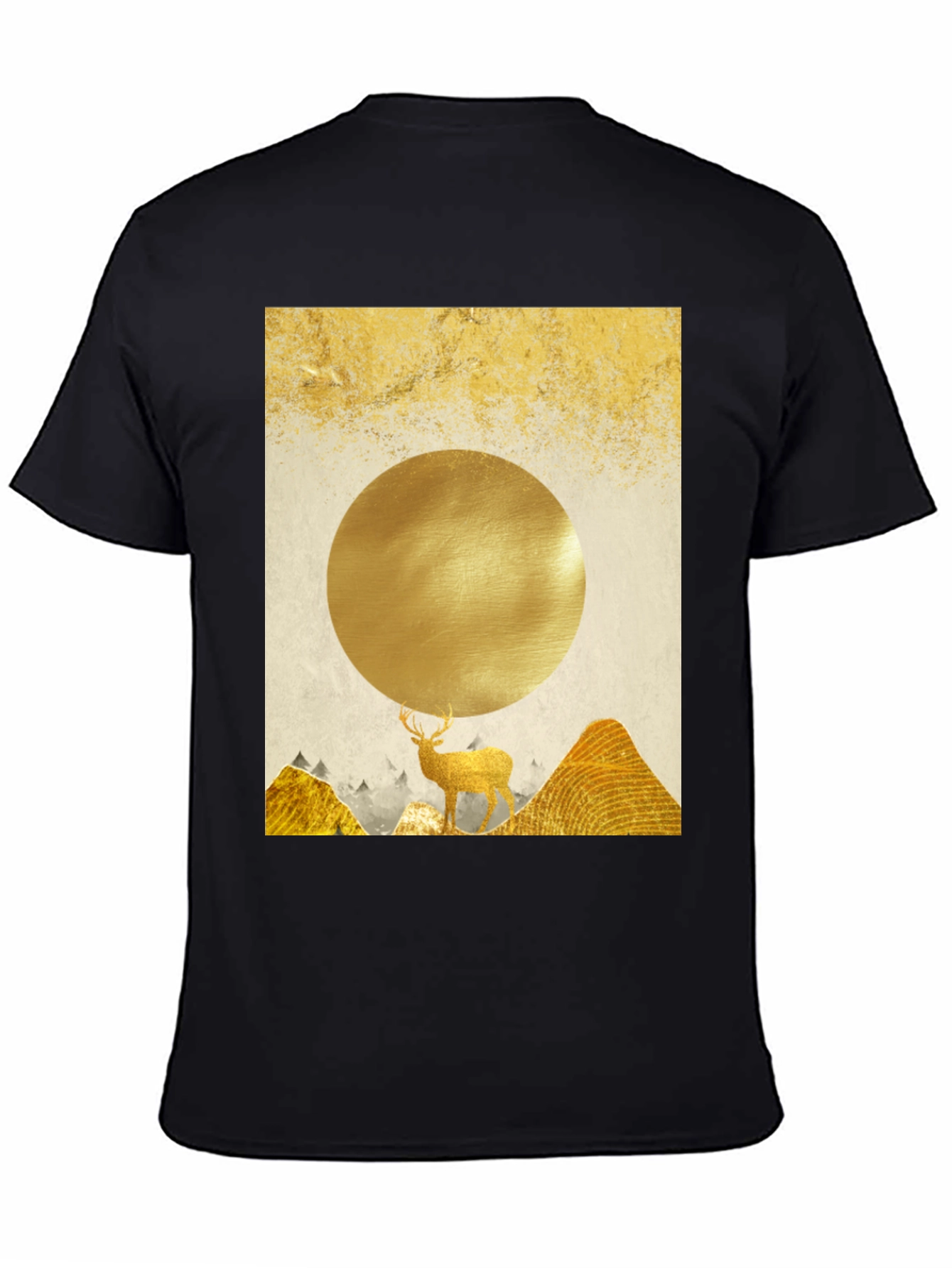 Golden Deer Graphic Tee - Nature Inspired Print