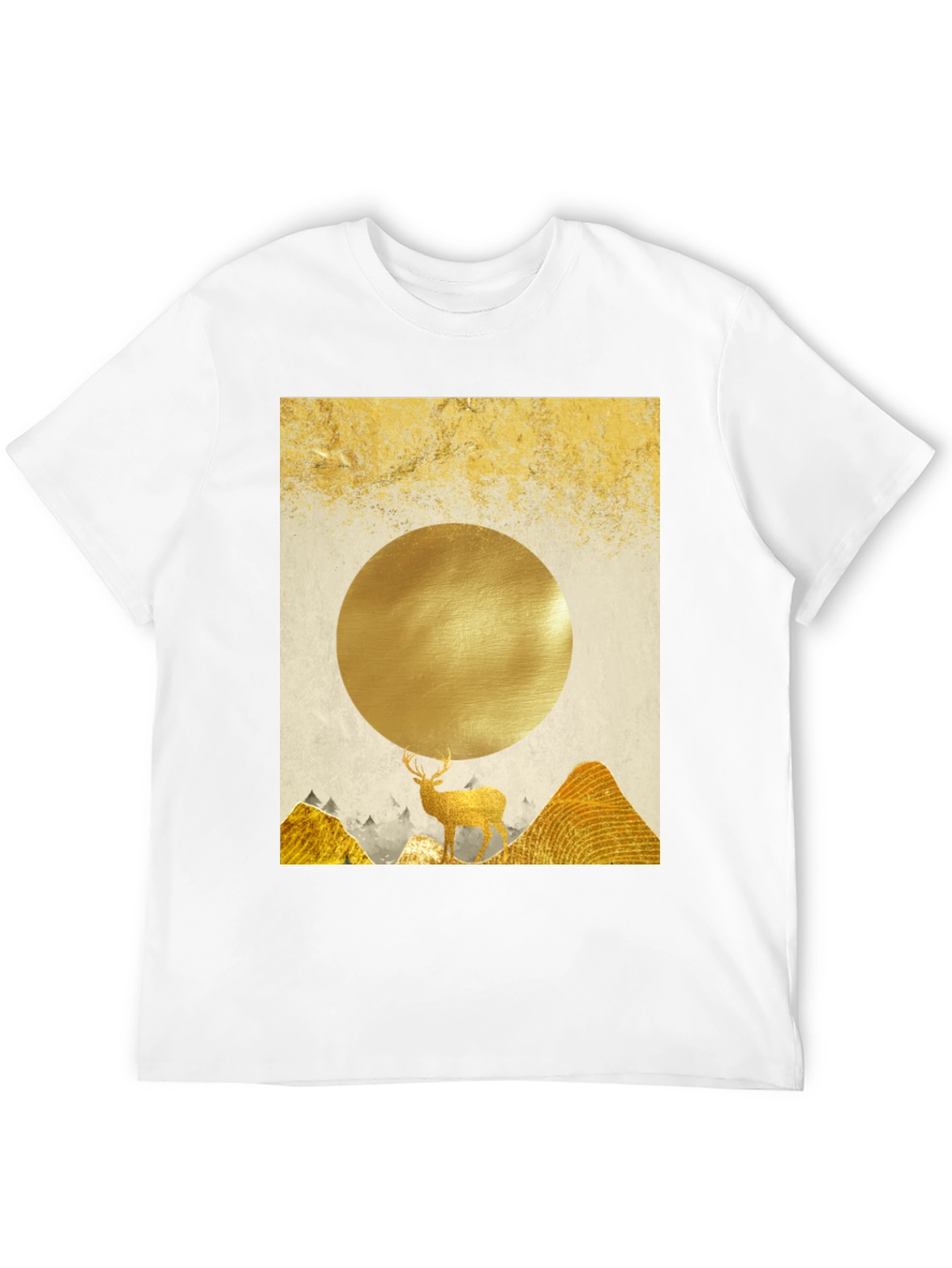 Golden Deer Graphic Tee - Nature Inspired Print