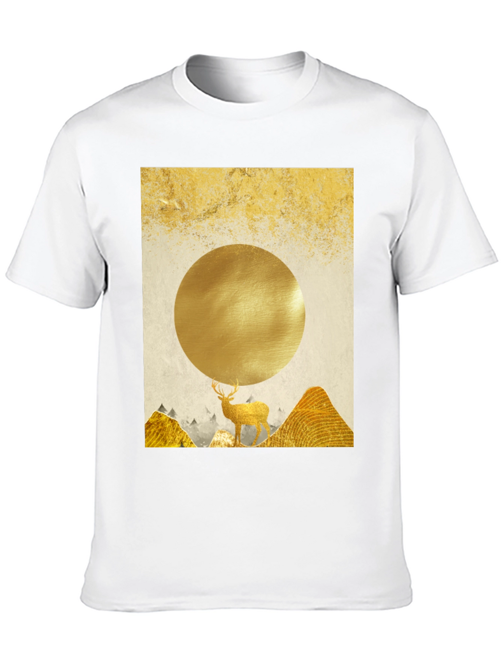 Golden Deer Graphic Tee - Nature Inspired Print