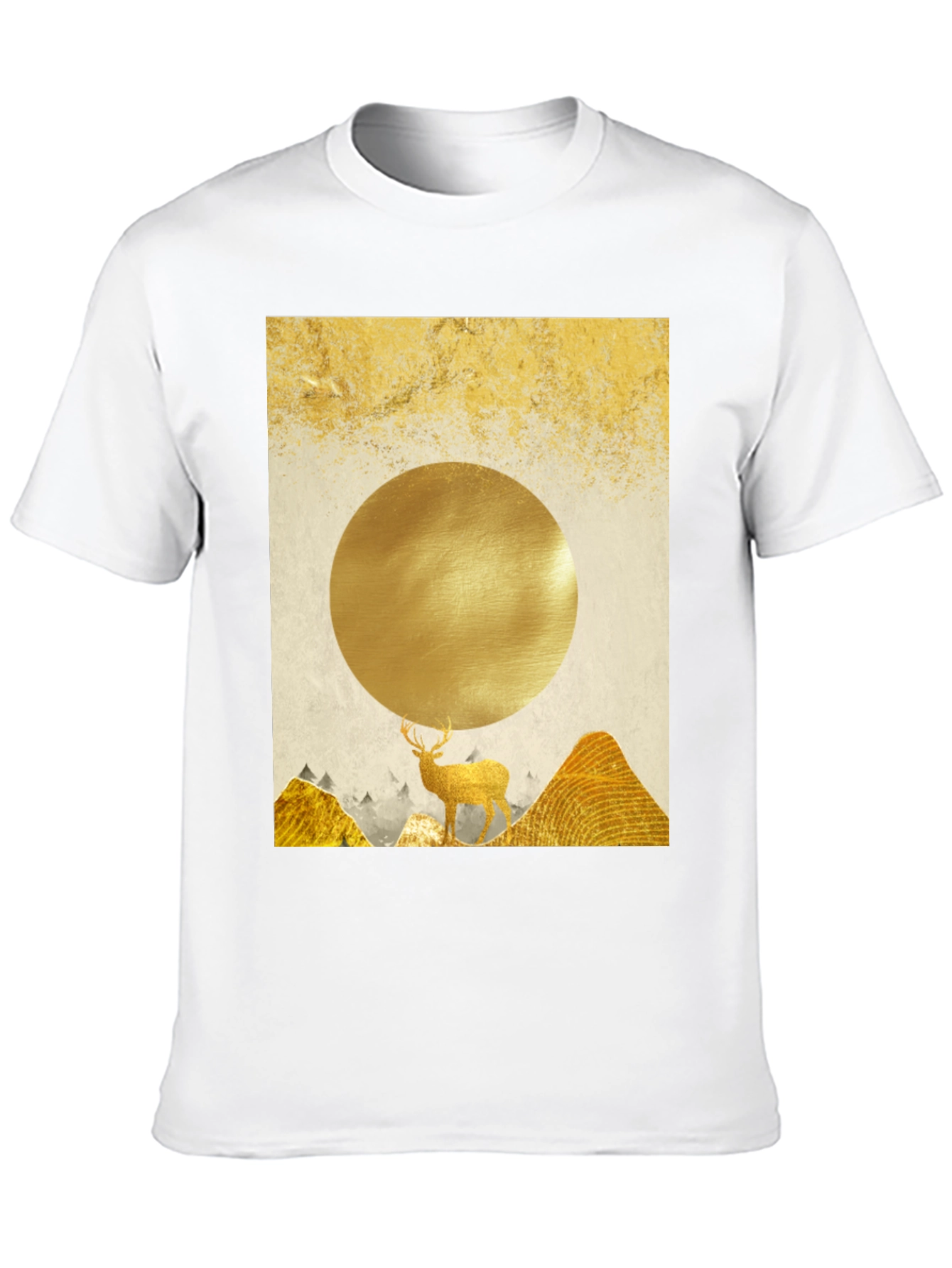 Golden Deer Graphic Tee - Nature Inspired Print