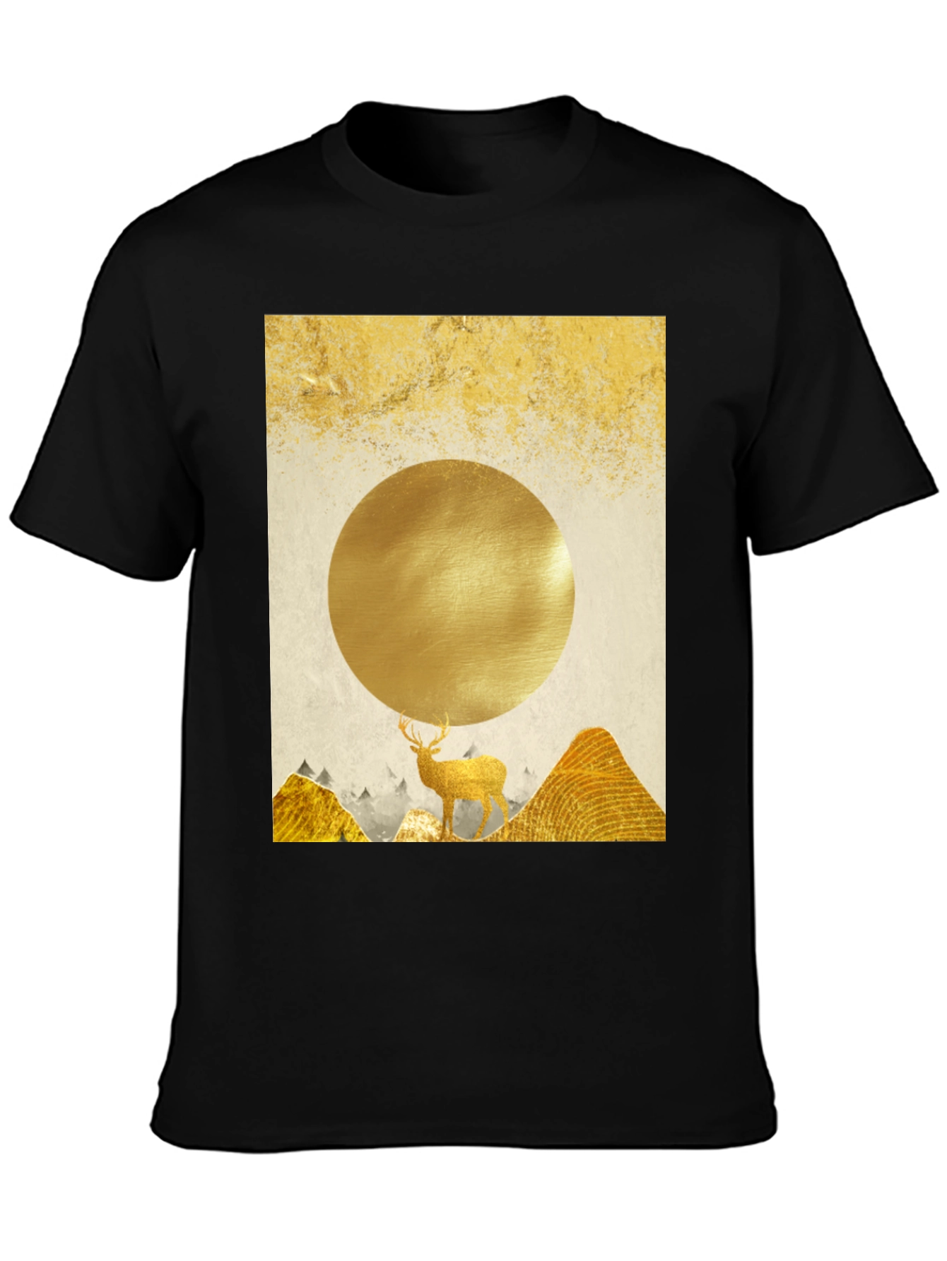 Golden Deer Graphic Tee - Nature Inspired Print