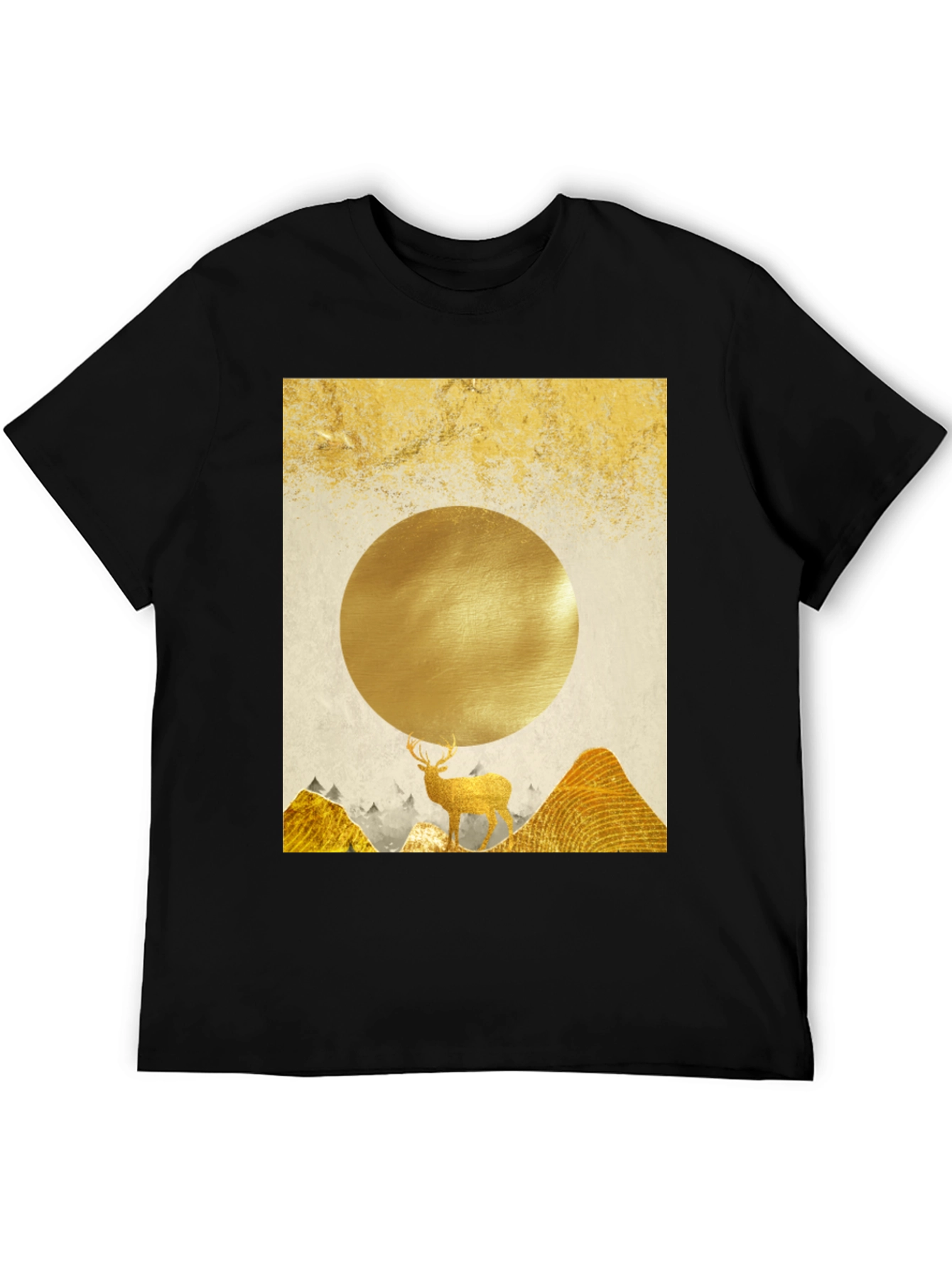 Golden Deer Graphic Tee - Nature Inspired Print