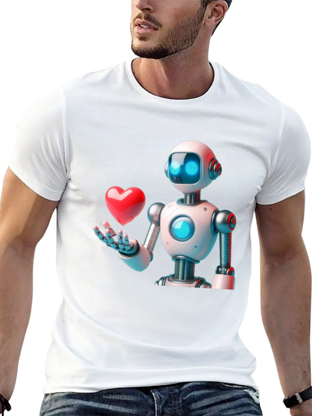 Robot Love Graphic T-Shirt - Modern Design