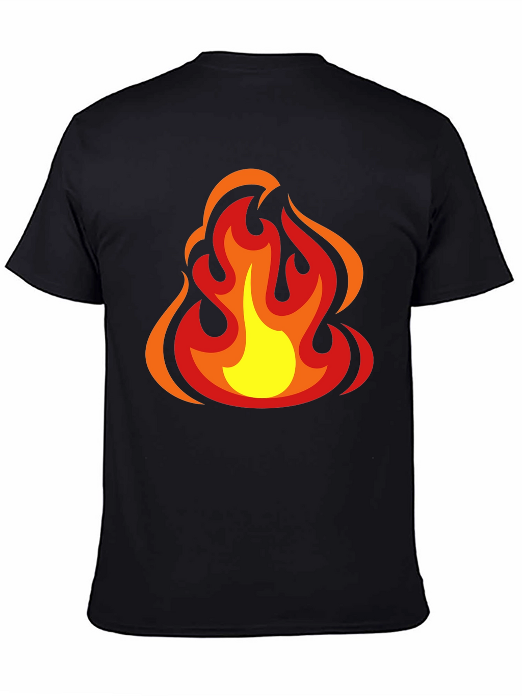 Fiery Flames Graphic Tee - Bold Black Cotton T-Shirt
