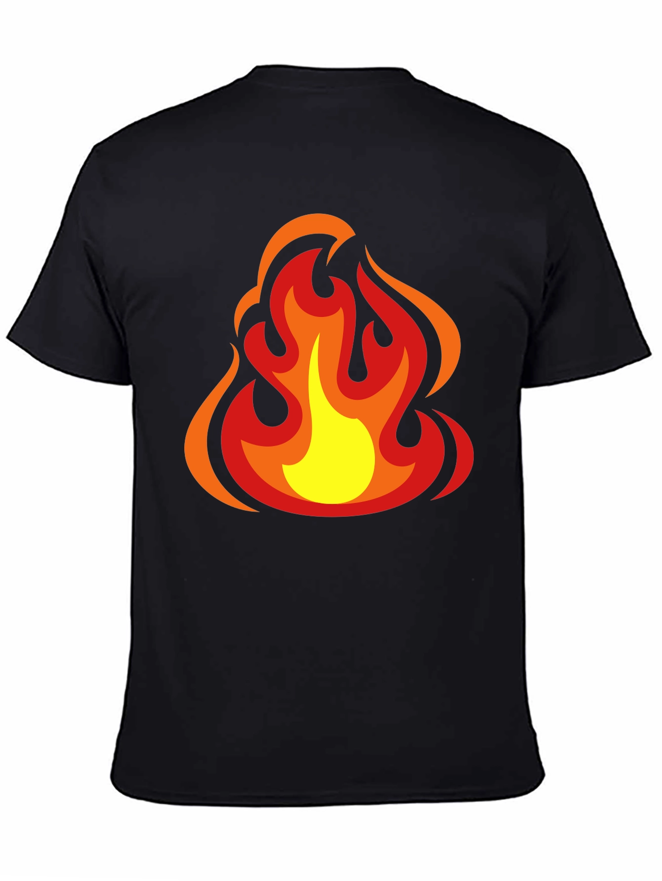 Fiery Flames Graphic Tee - Bold Black Cotton T-Shirt