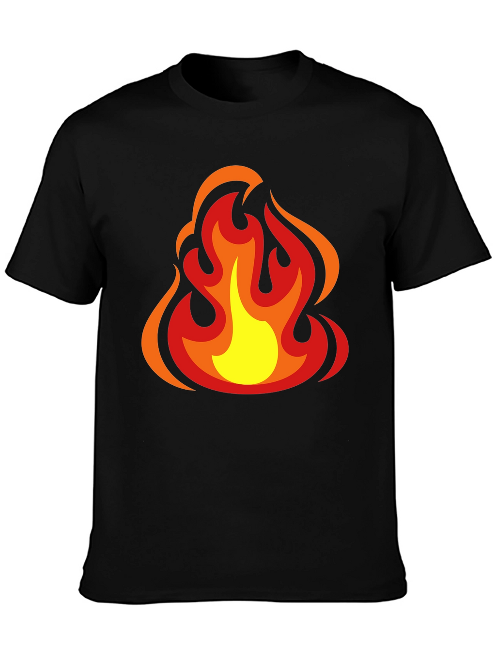 Fiery Flames Graphic Tee - Bold Black Cotton T-Shirt