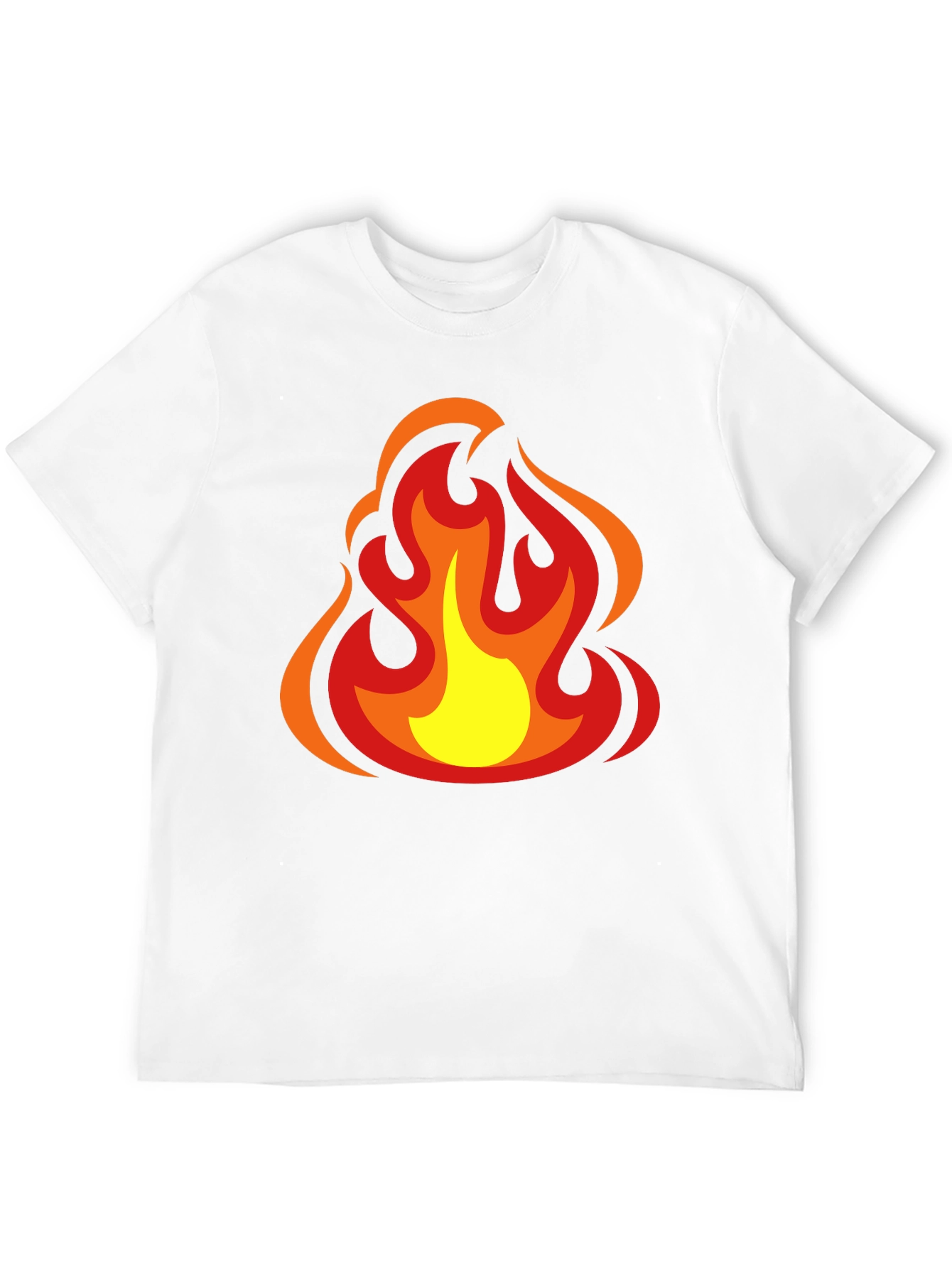 Fiery Flames Graphic Tee - Bold Black Cotton T-Shirt