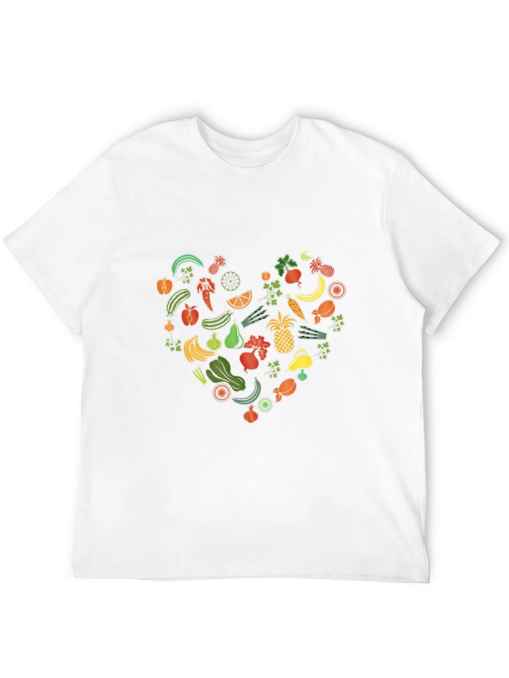 Vegan Food Heart Graphic Black T-Shirt