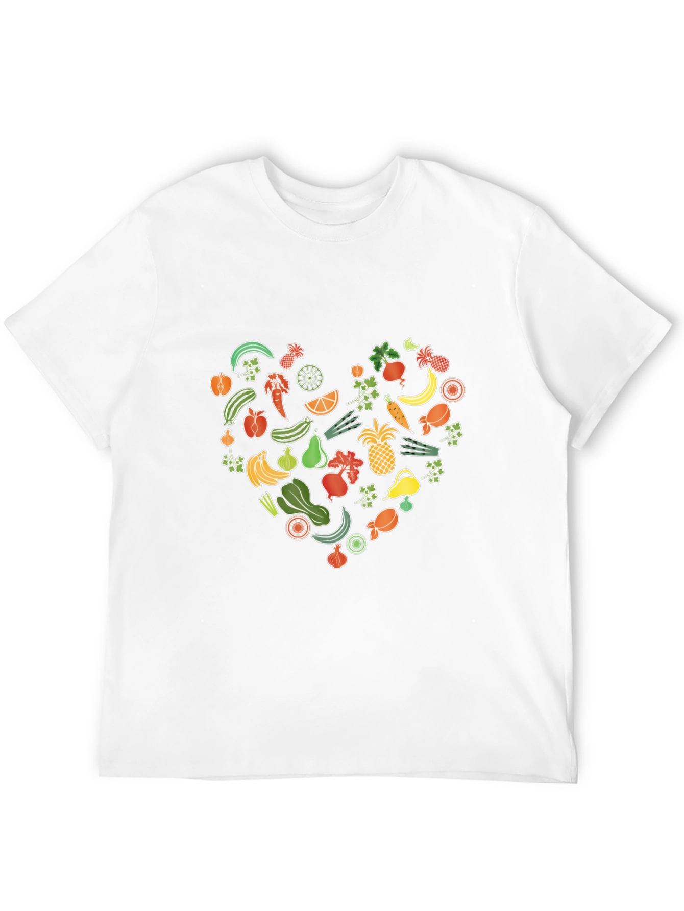 Vegan Food Heart Graphic Black T-Shirt