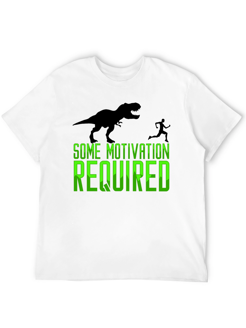 Motivation Required T-Rex Chasing Man Graphic Tee
