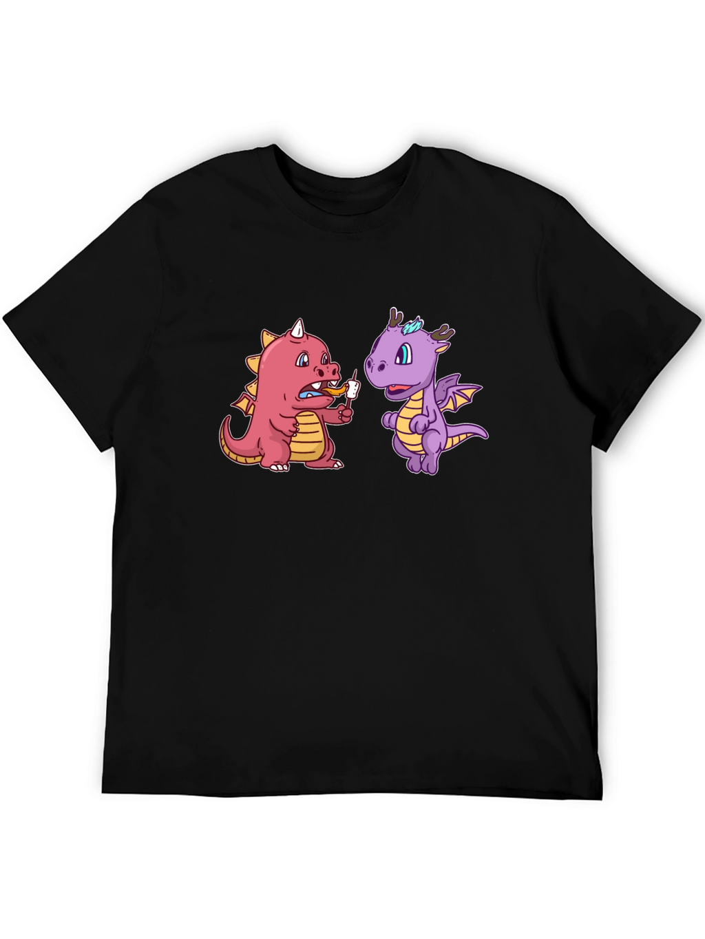 Cartoon Dragon T-Shirt Funny Dragon Eating Marshmallow Tee