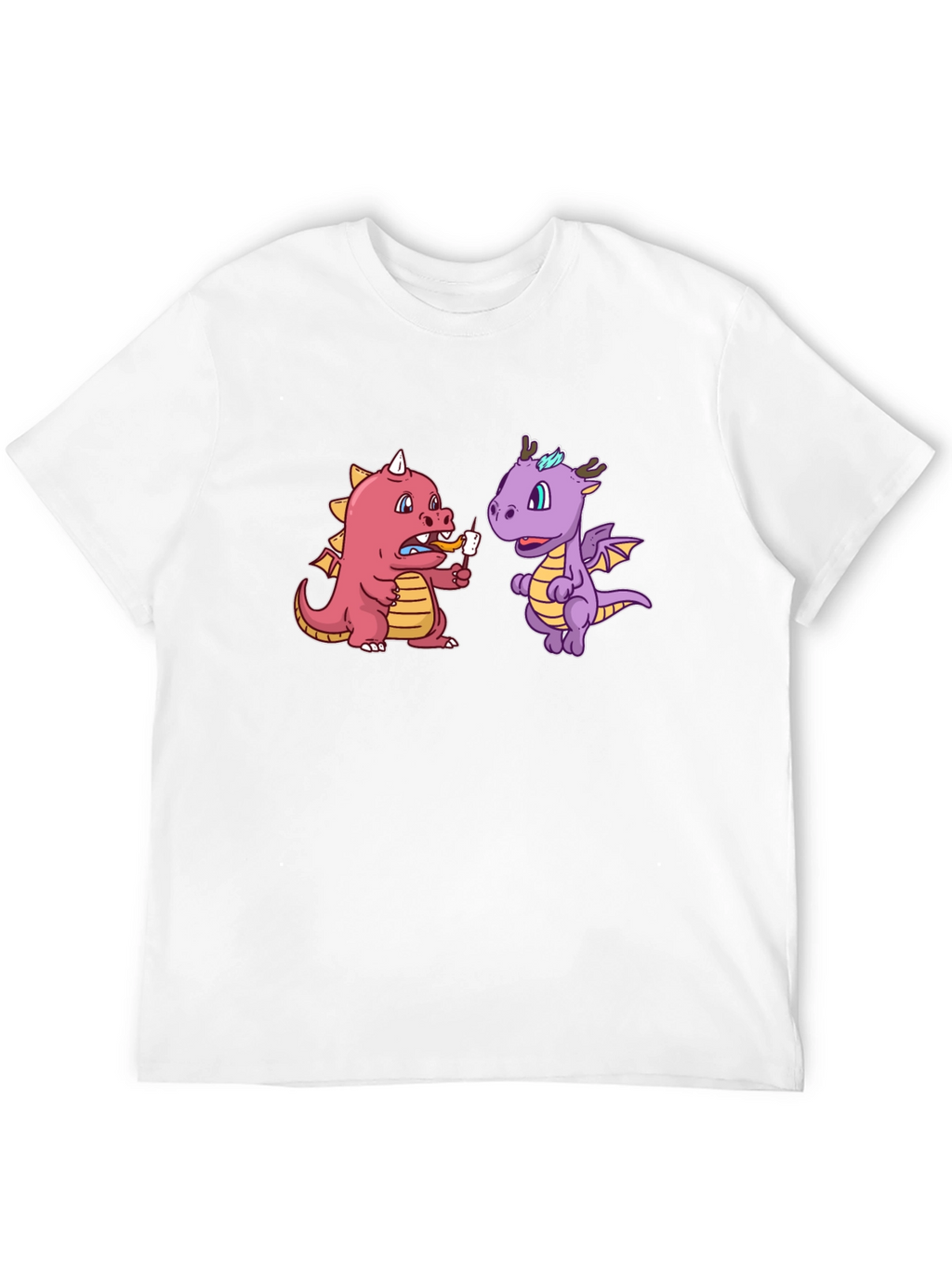 Cartoon Dragon T-Shirt Funny Dragon Eating Marshmallow Tee