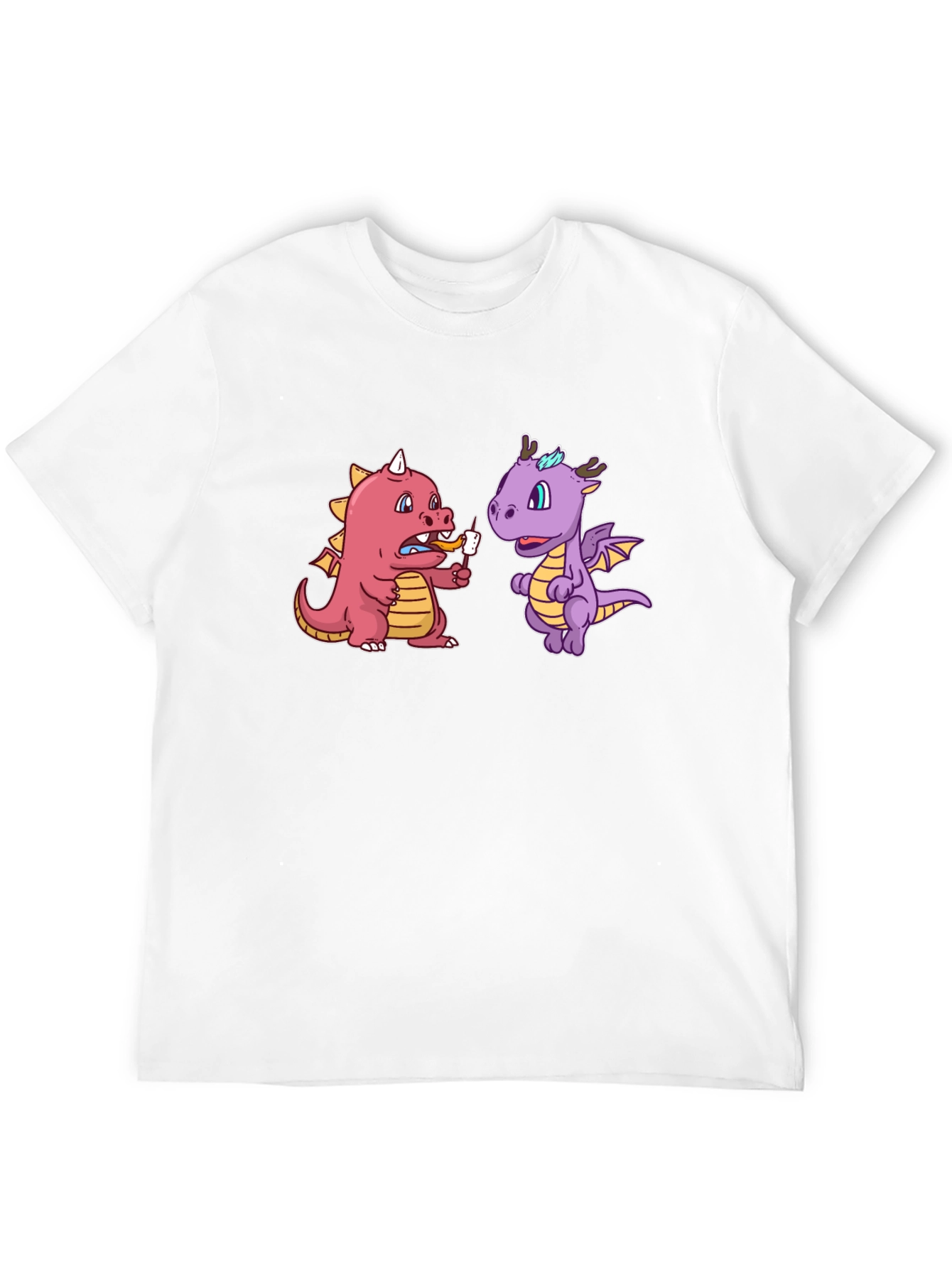 Cartoon Dragon T-Shirt Funny Dragon Eating Marshmallow Tee