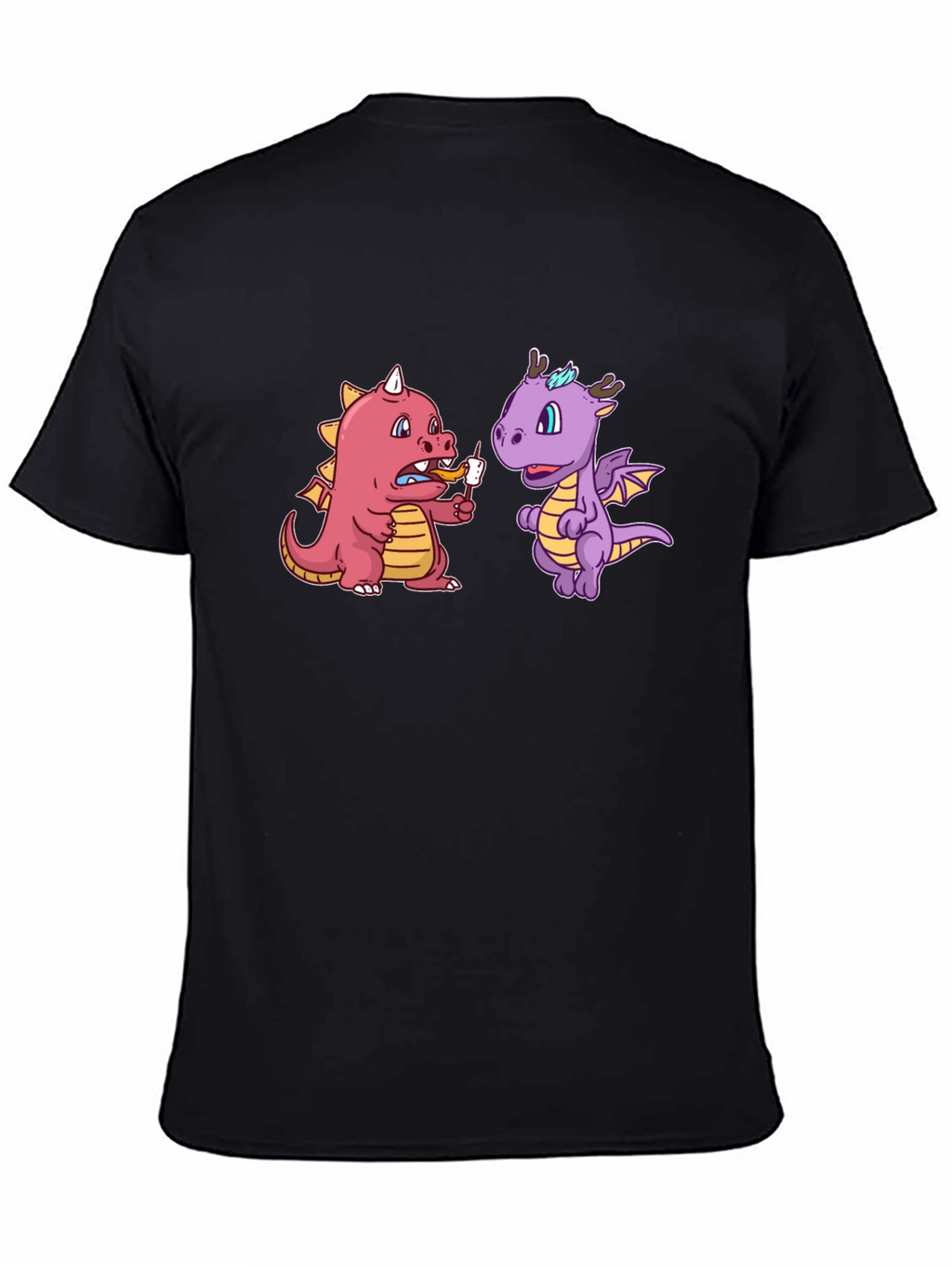 Cartoon Dragon T-Shirt Funny Dragon Eating Marshmallow Tee