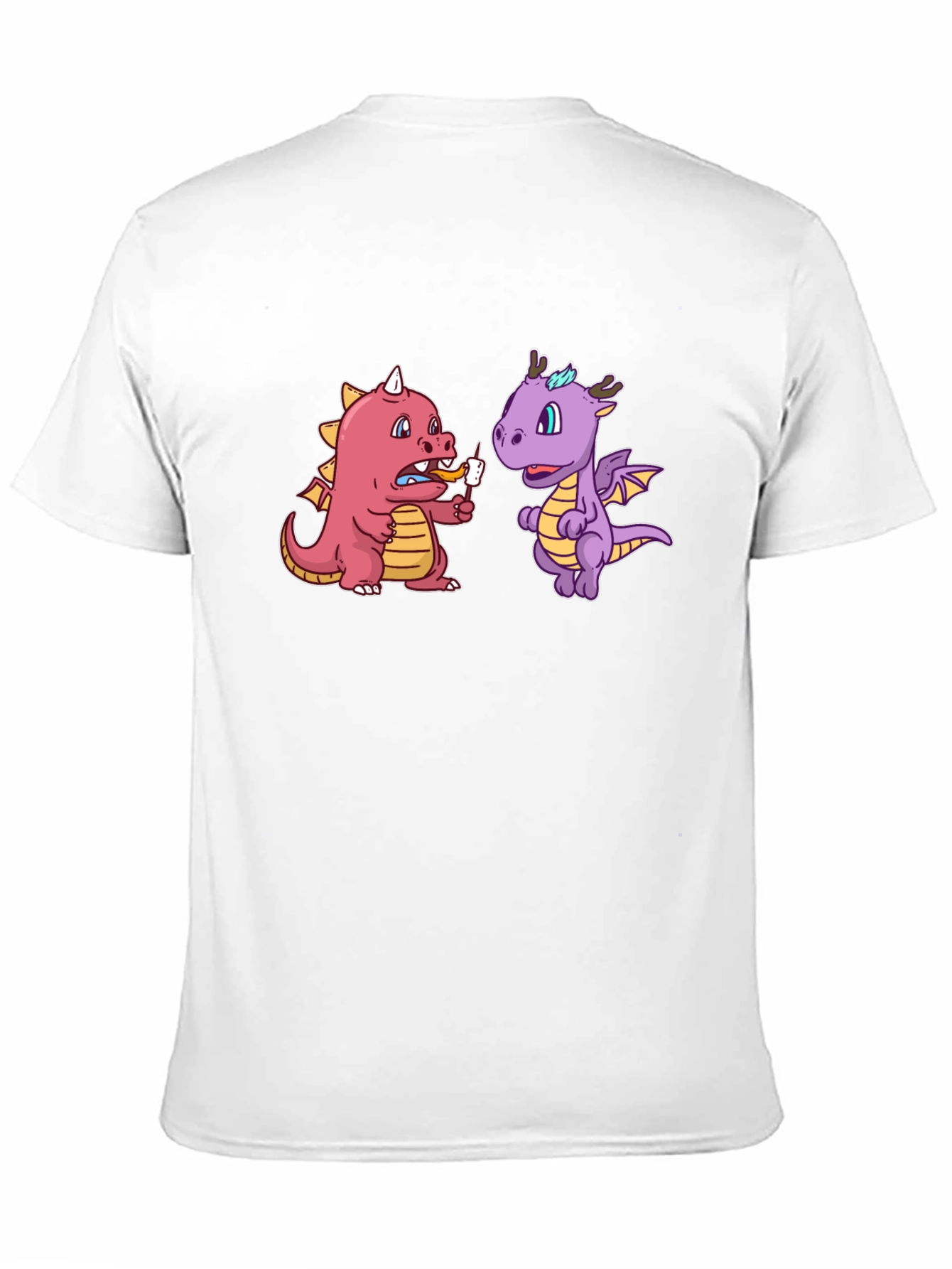 Cartoon Dragon T-Shirt Funny Dragon Eating Marshmallow Tee