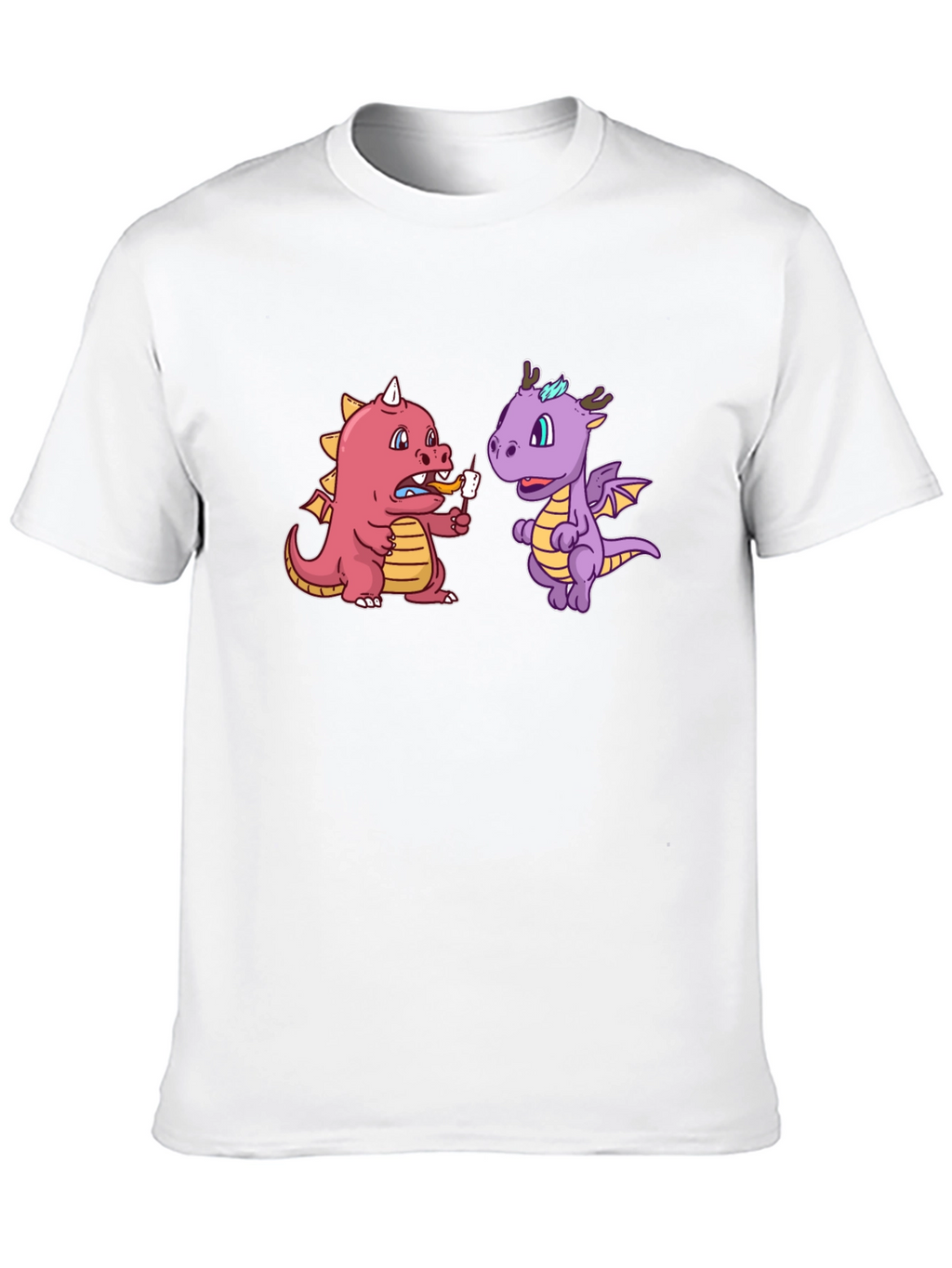 Cartoon Dragon T-Shirt Funny Dragon Eating Marshmallow Tee