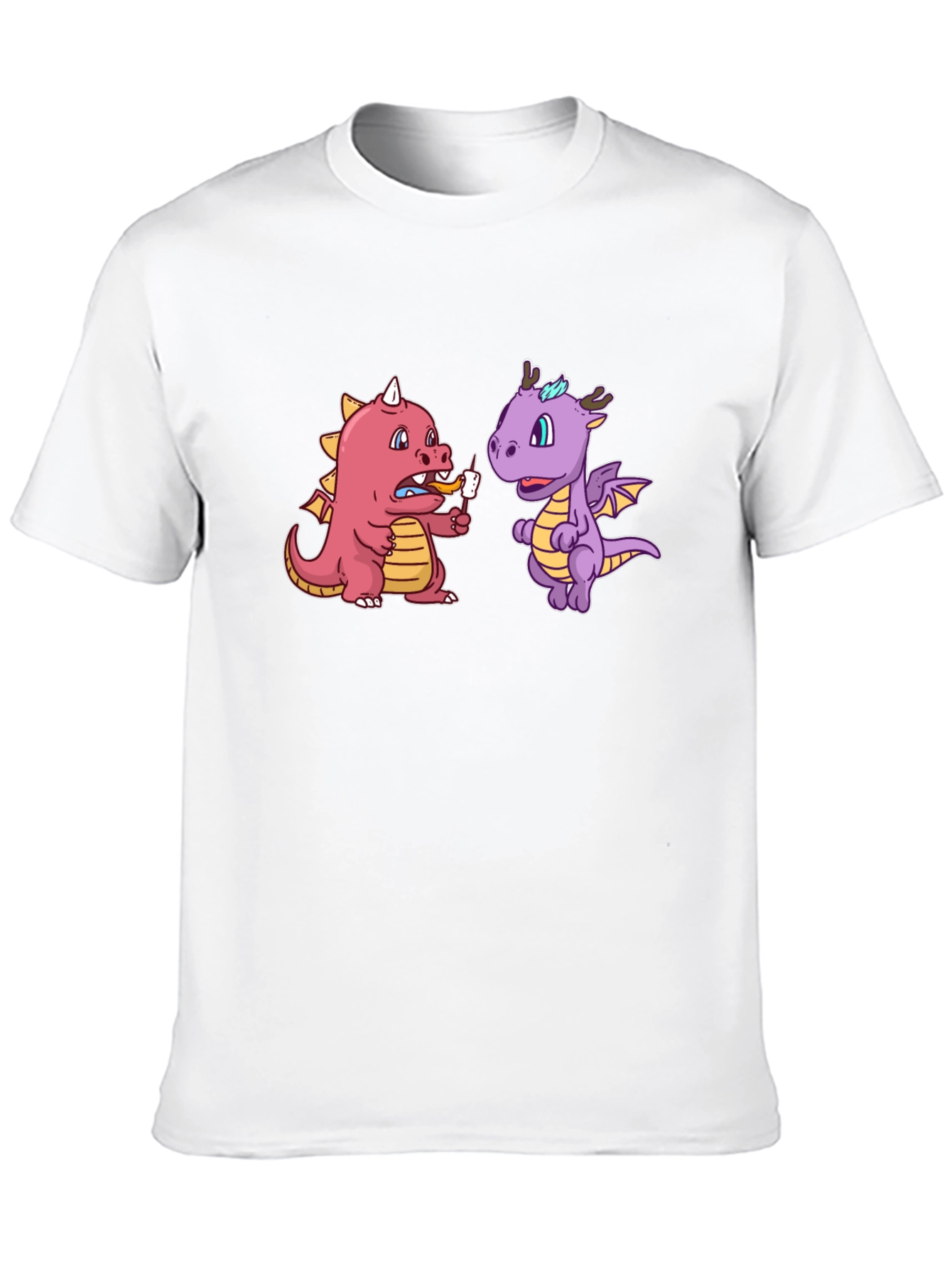 Cartoon Dragon T-Shirt Funny Dragon Eating Marshmallow Tee