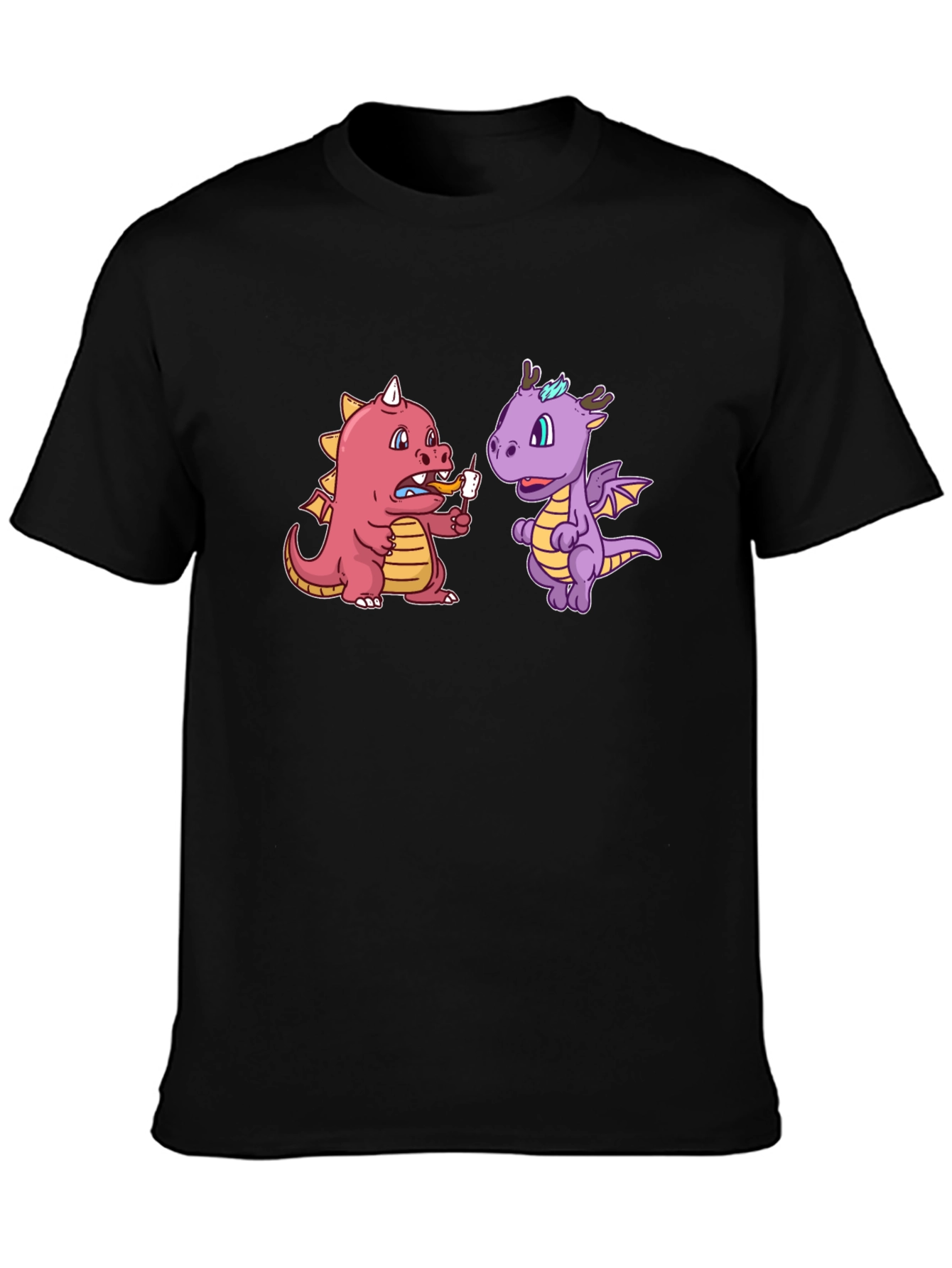 Cartoon Dragon T-Shirt Funny Dragon Eating Marshmallow Tee