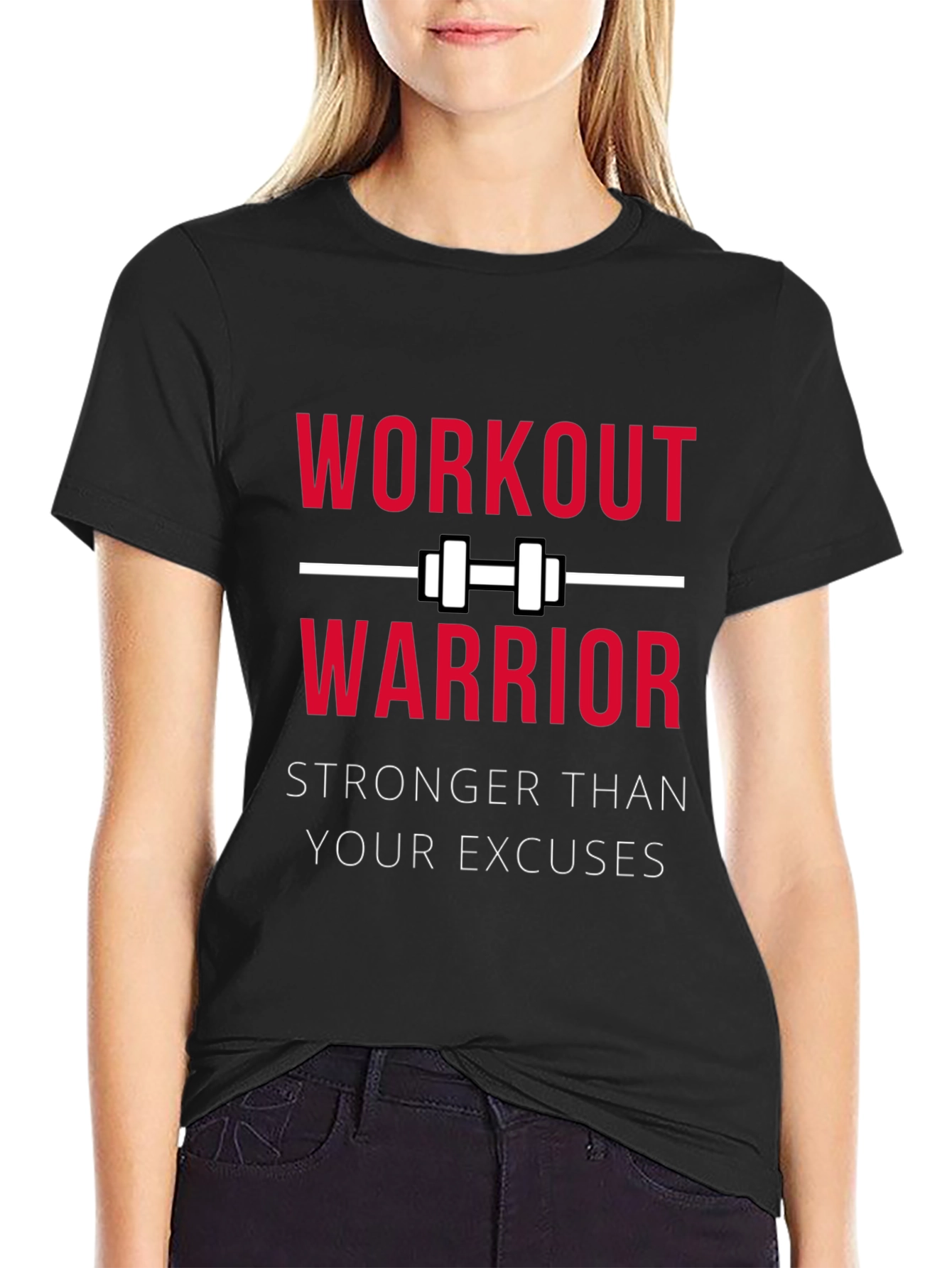 Workout Warrior Black Graphic T-Shirt - Stronger Than Excuses