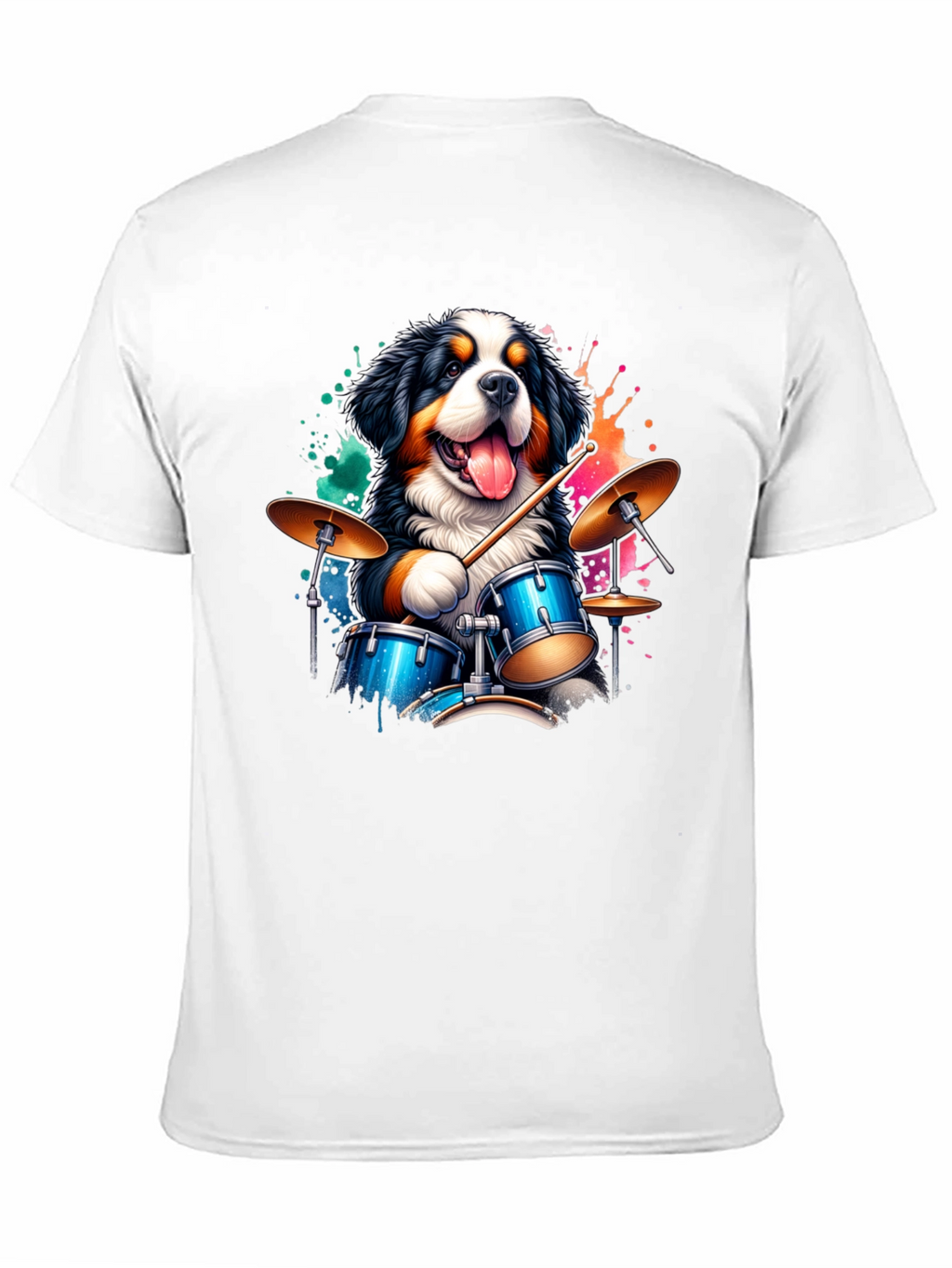 Drummer Dog Graphic Tee - Black Cotton T-Shirt