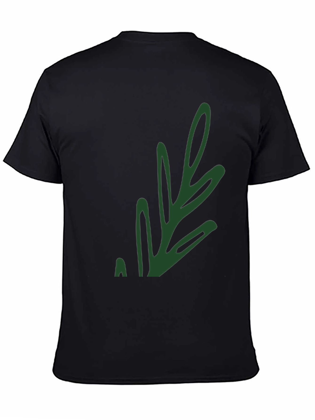 Stylish Black T-Shirt with Green Leaf Design