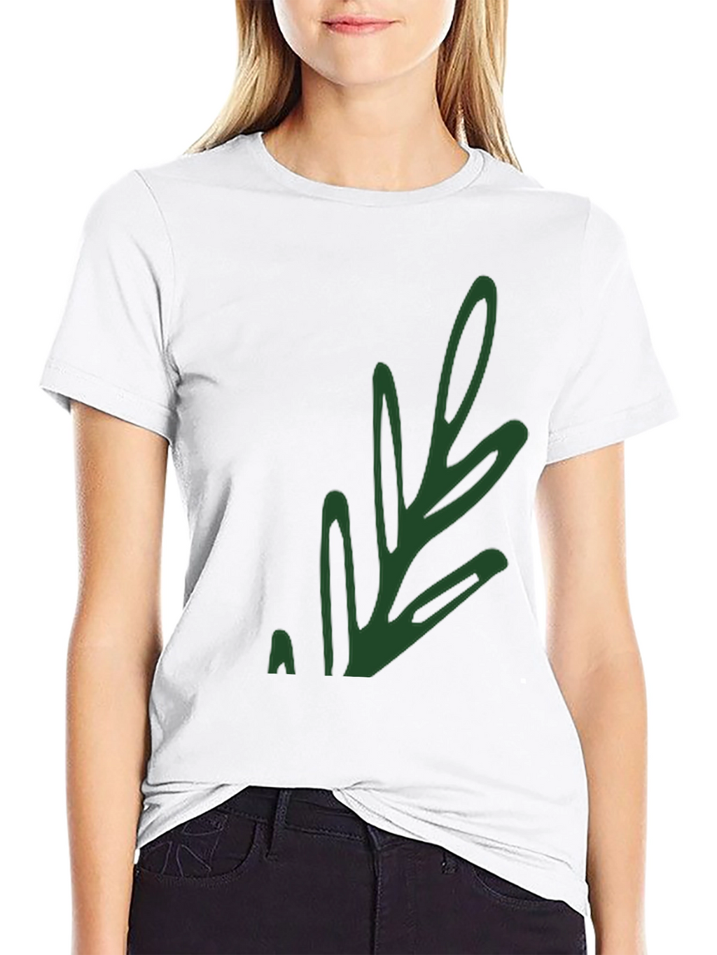 Stylish Black T-Shirt with Green Leaf Design