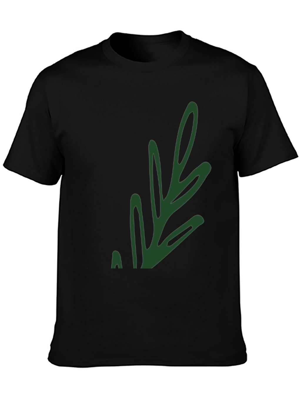 Stylish Black T-Shirt with Green Leaf Design
