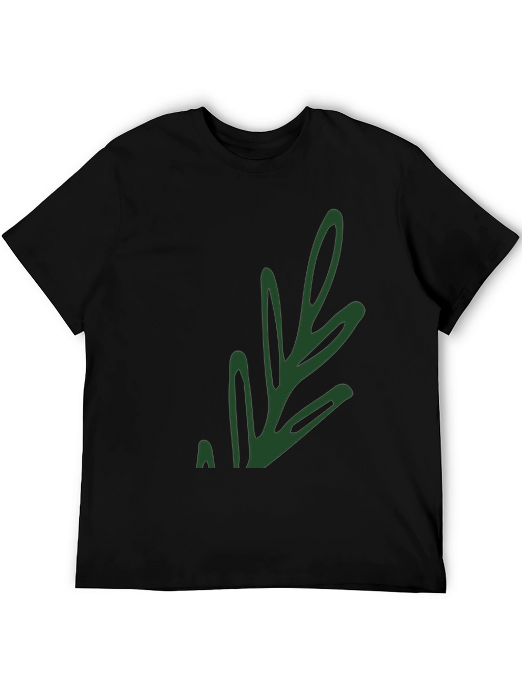 Stylish Black T-Shirt with Green Leaf Design