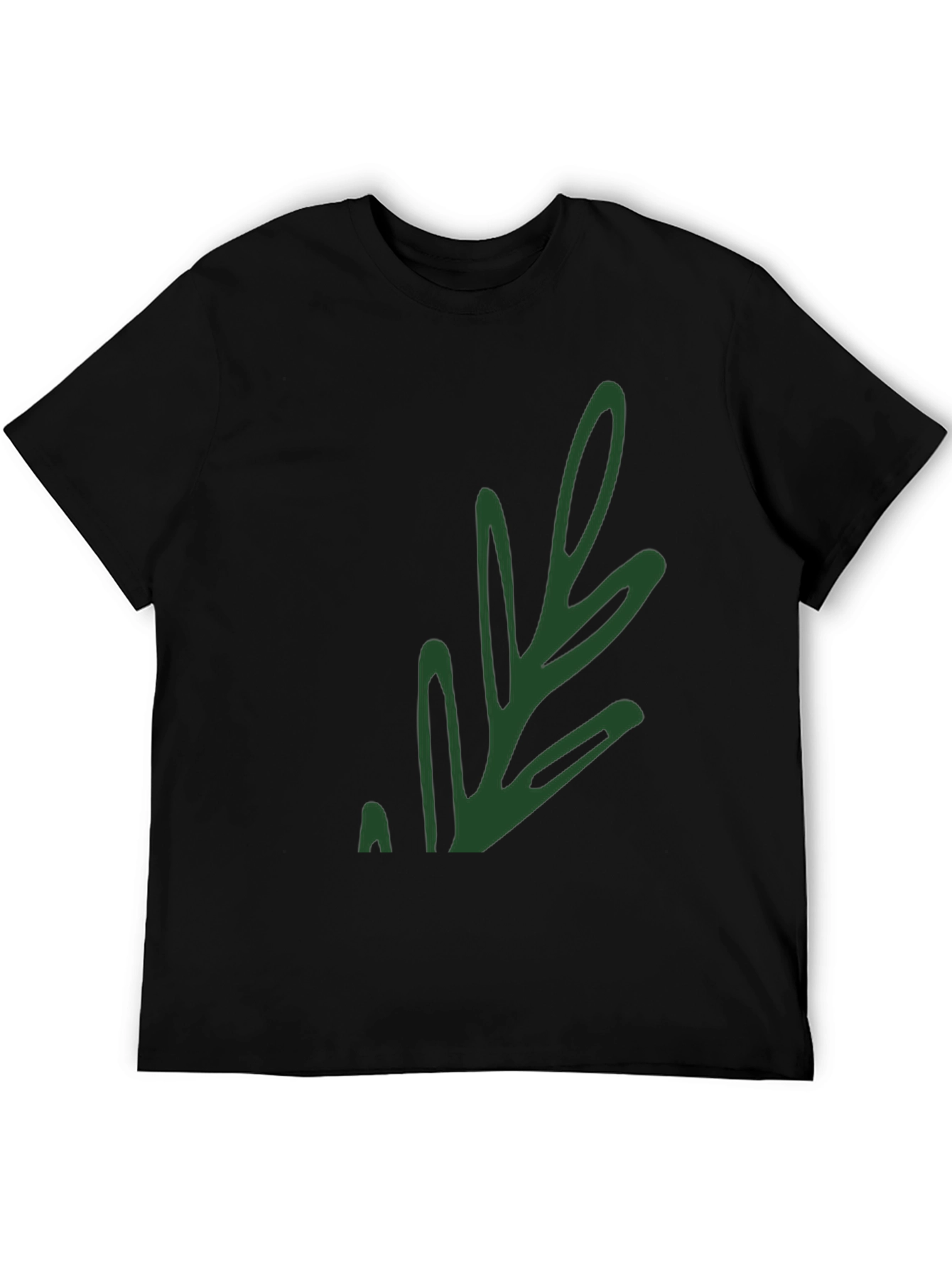 Stylish Black T-Shirt with Green Leaf Design