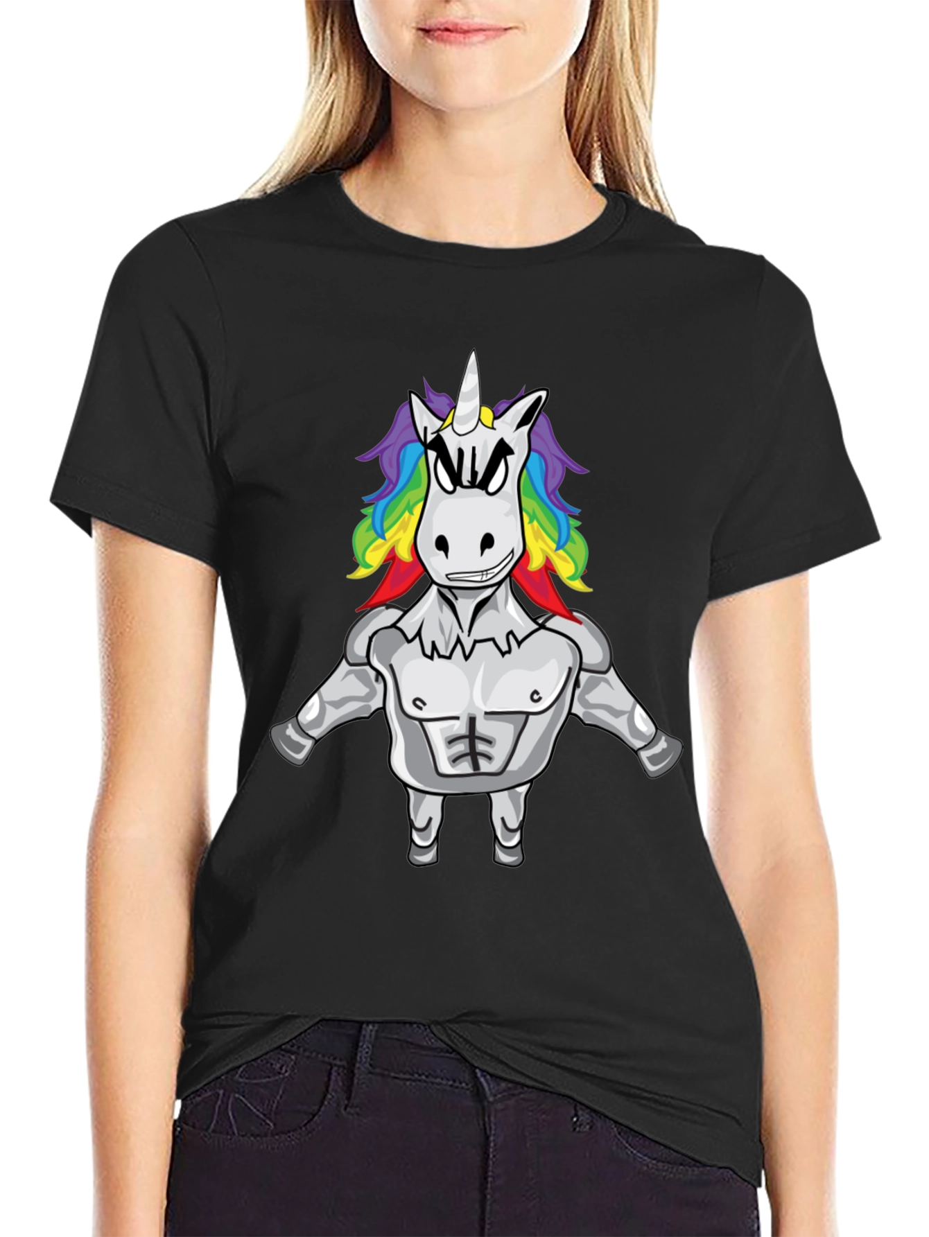 Unicorn Bodybuilder Black T-Shirt
