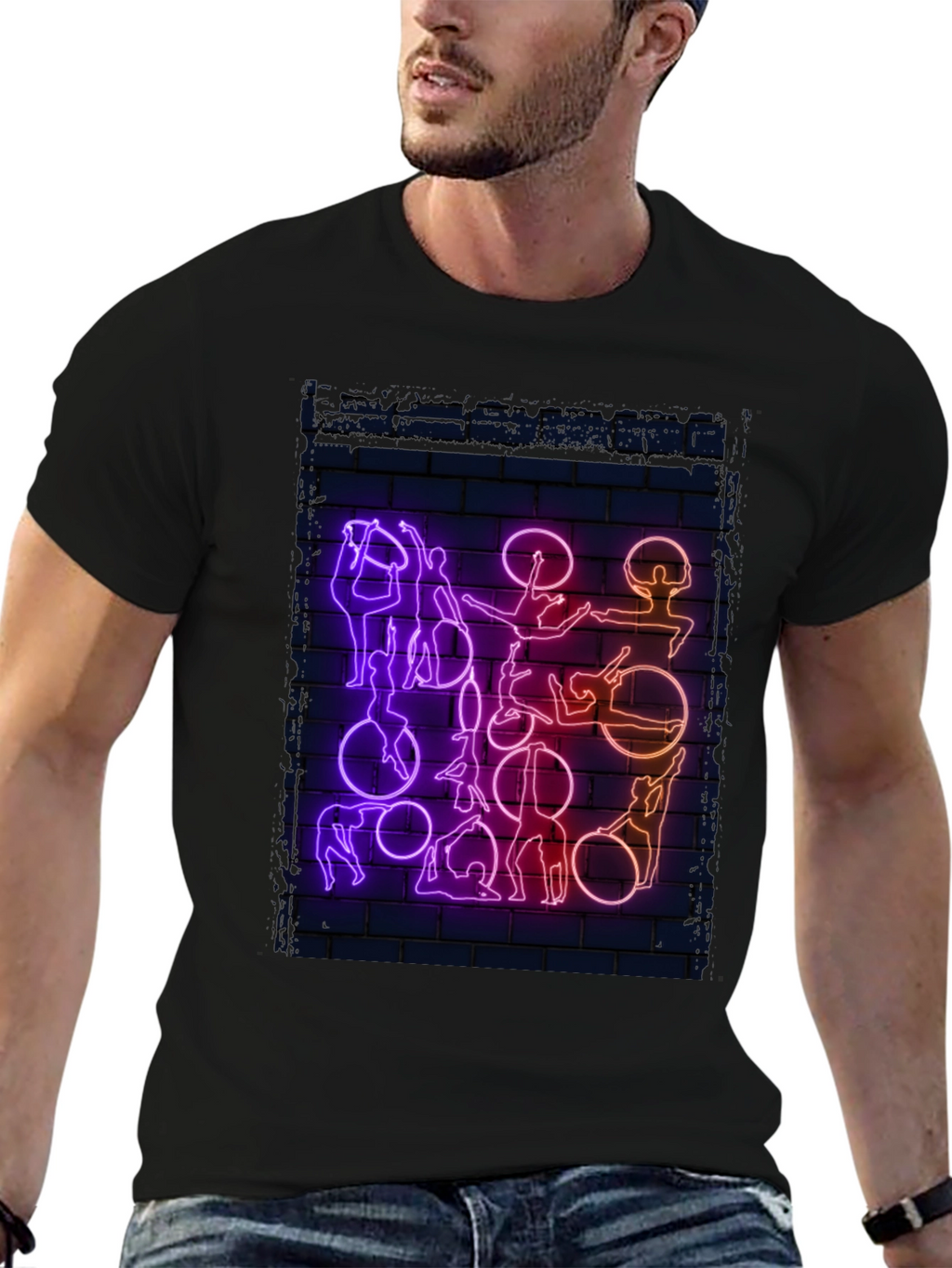 Neon Aerial Acrobatics Graphic T-Shirt