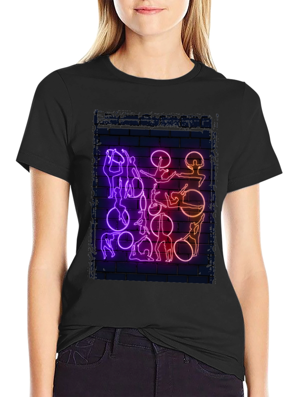 Neon Aerial Acrobatics Graphic T-Shirt