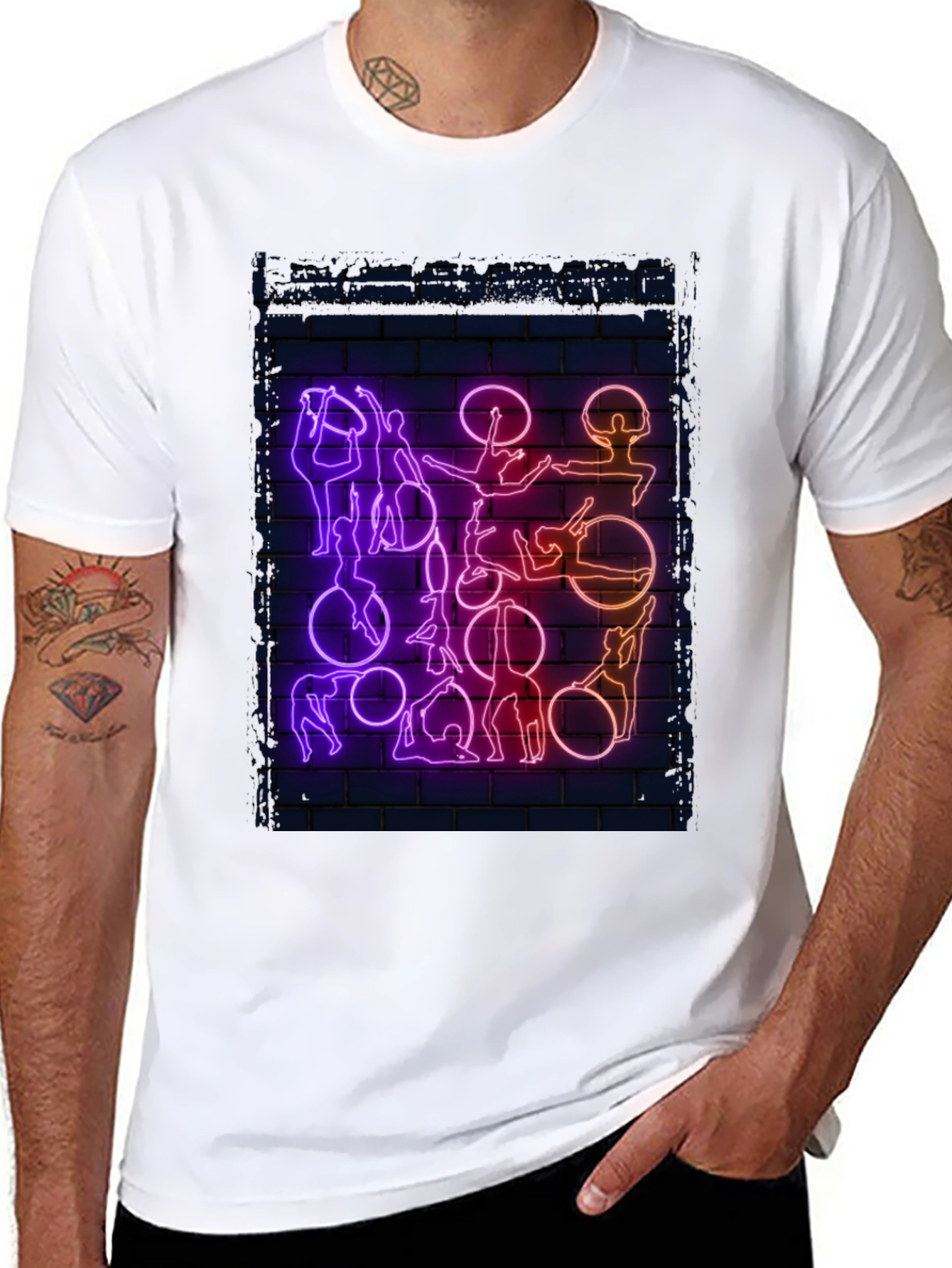 Neon Aerial Acrobatics Graphic T-Shirt