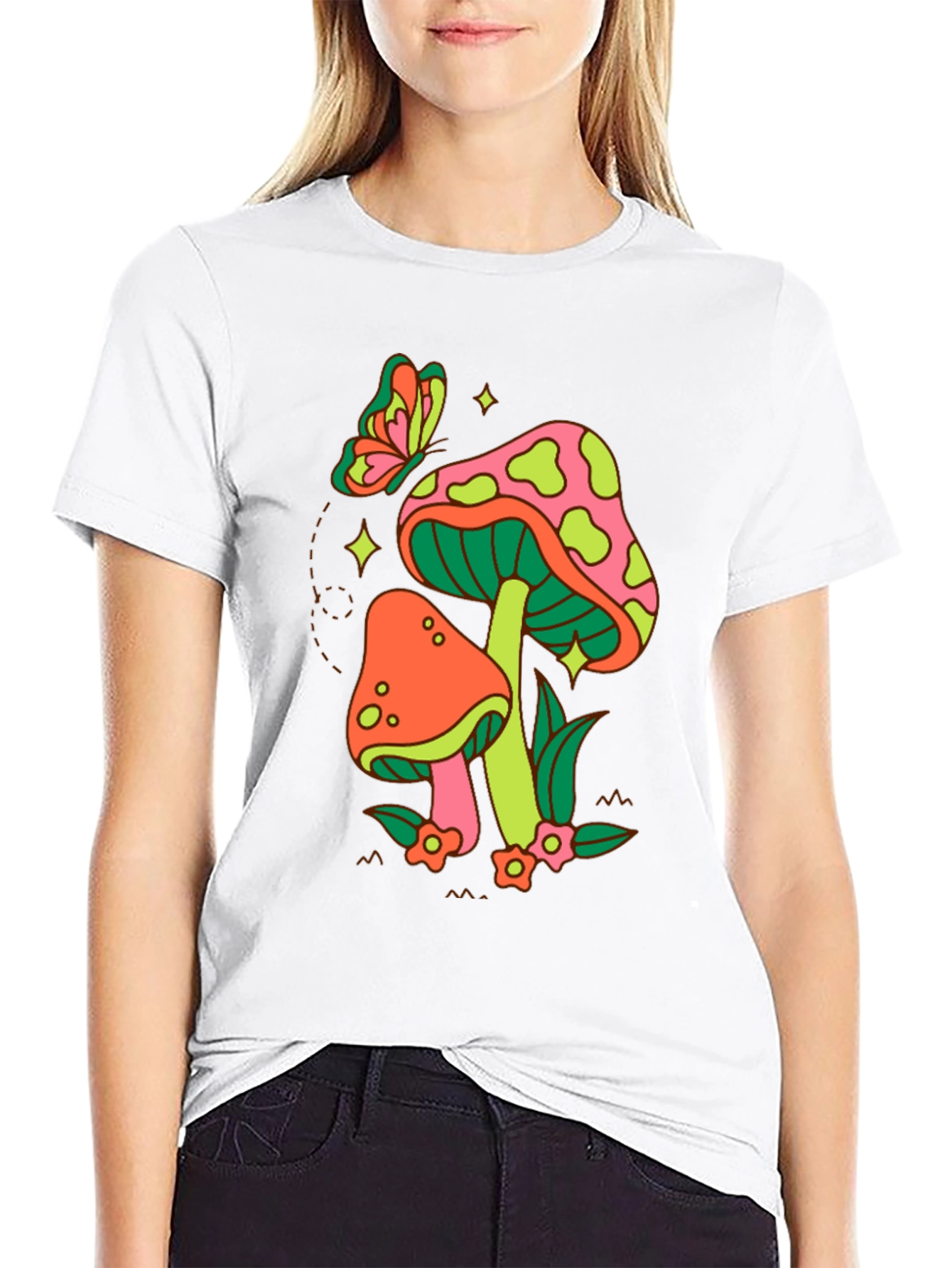Groovy Mushroom & Butterfly Graphic Tee