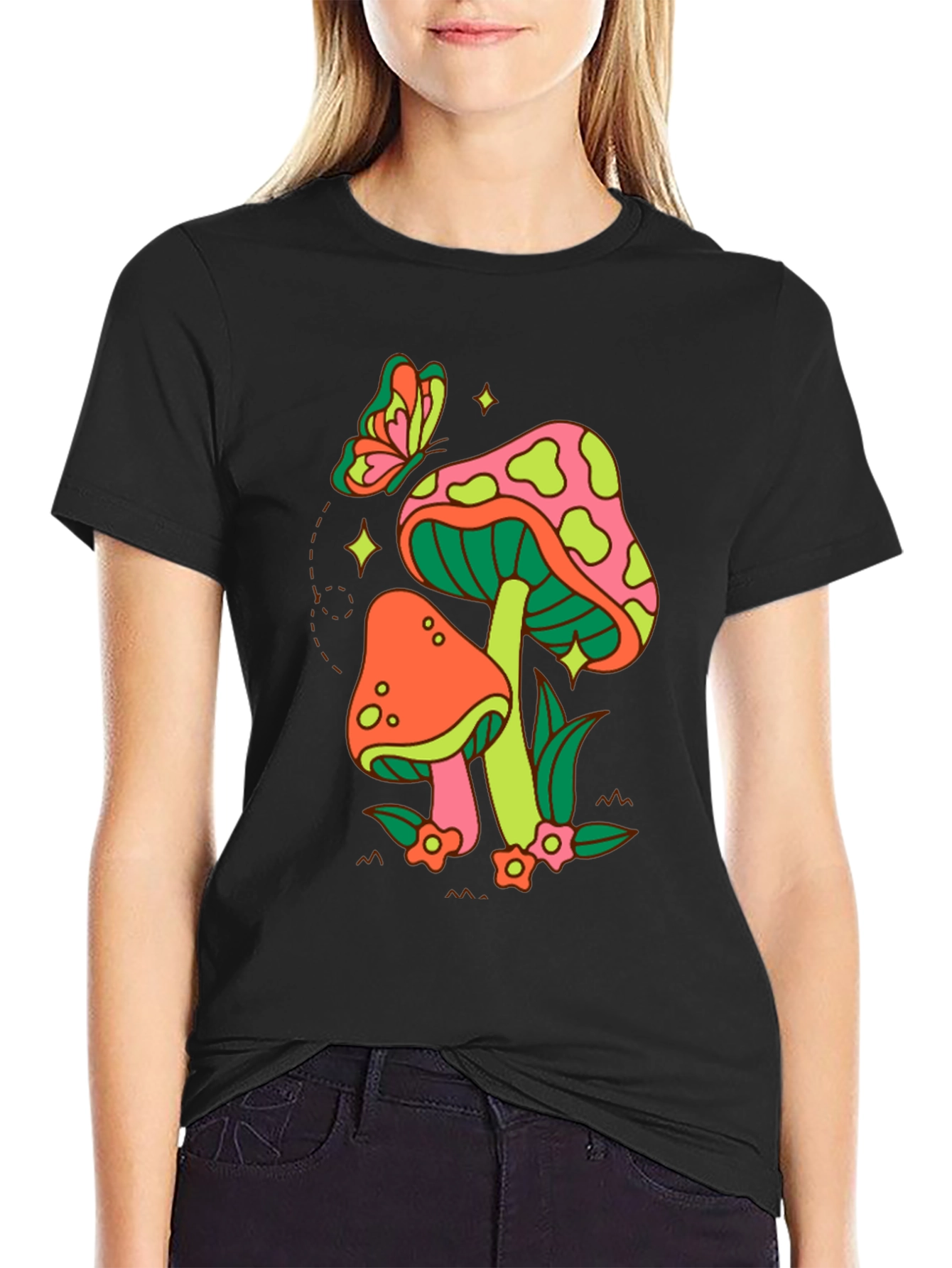 Groovy Mushroom & Butterfly Graphic Tee
