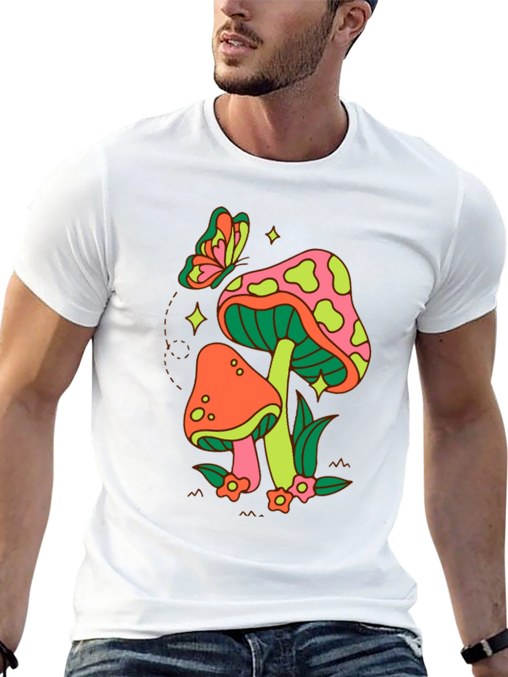 Groovy Mushroom & Butterfly Graphic Tee