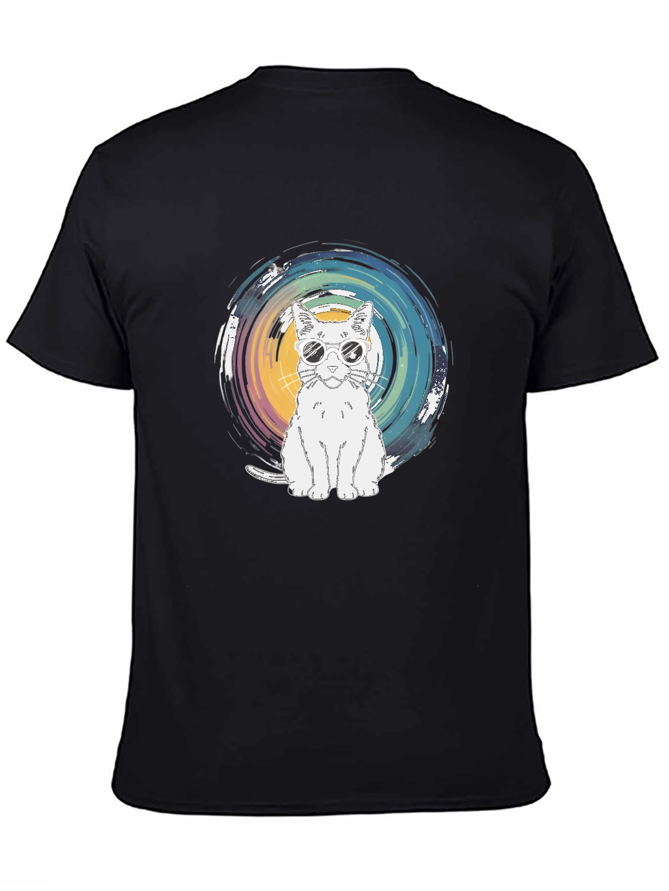 Cool Cat Graphic Tee - Black Cotton T-Shirt